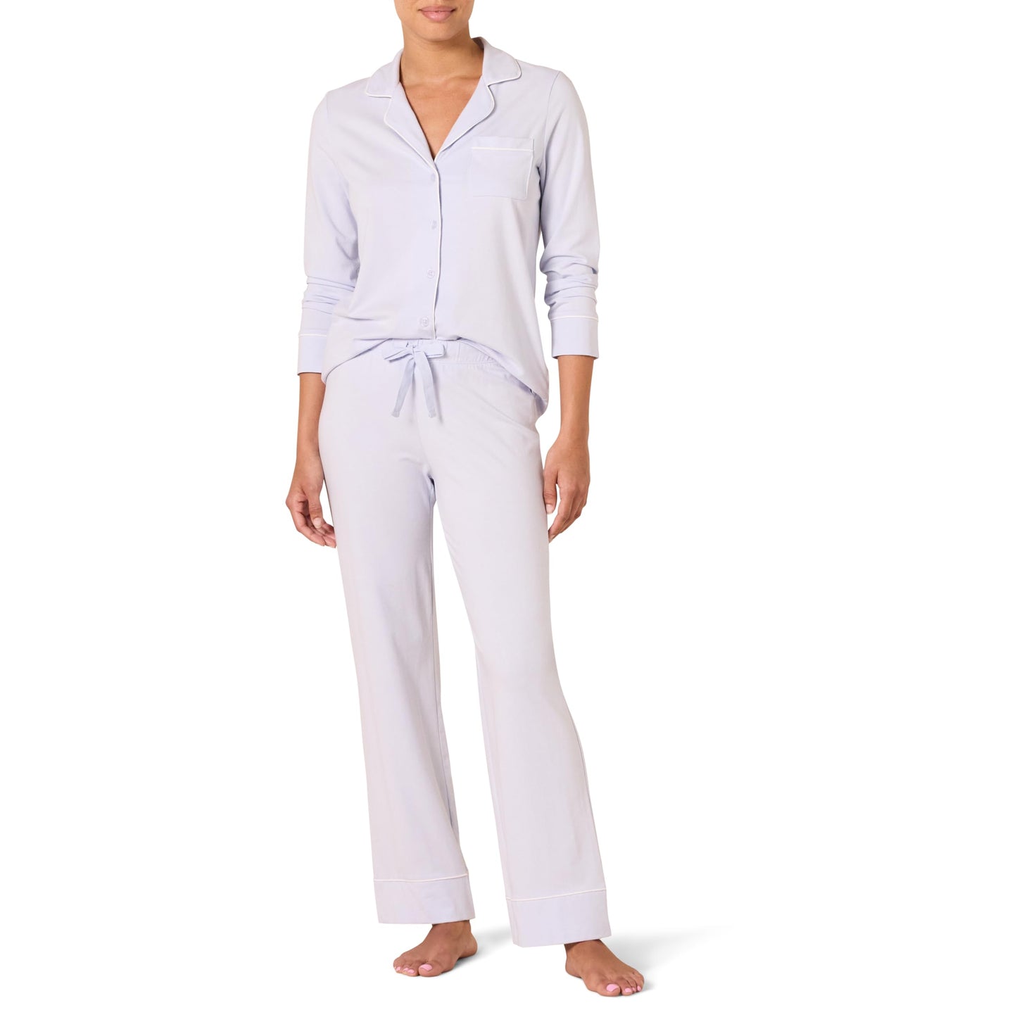 Amazon Essentials Women's Cotton Modal Long-Sleeve Shirt and Full-Length Bottom Pajama Set