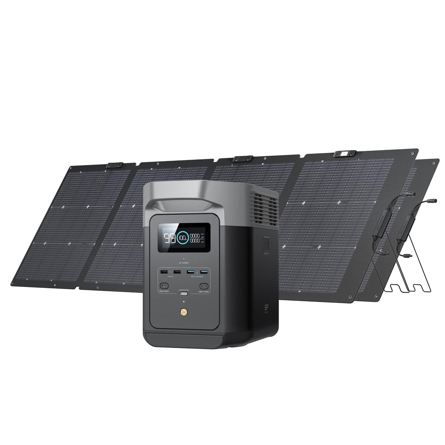 EF ECOFLOW Portable Power Station Delta 2, 1024Wh LiFePO4 (LFP) Battery, 1800W AC/100W USB-C Output, Solar Generator(Solar Panel Optional) for Home Backup Power, Camping & RVs