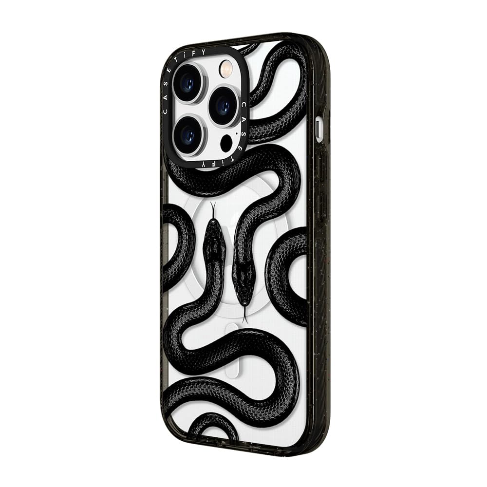 CASETiFY Impact Case for iPhone 15 Pro Max [4X Military Grade Drop Tested / 8.2ft Drop Protection/Compatible with Magsafe] - Cute Prints - Clear Polka Daub Hearts - Clear Black