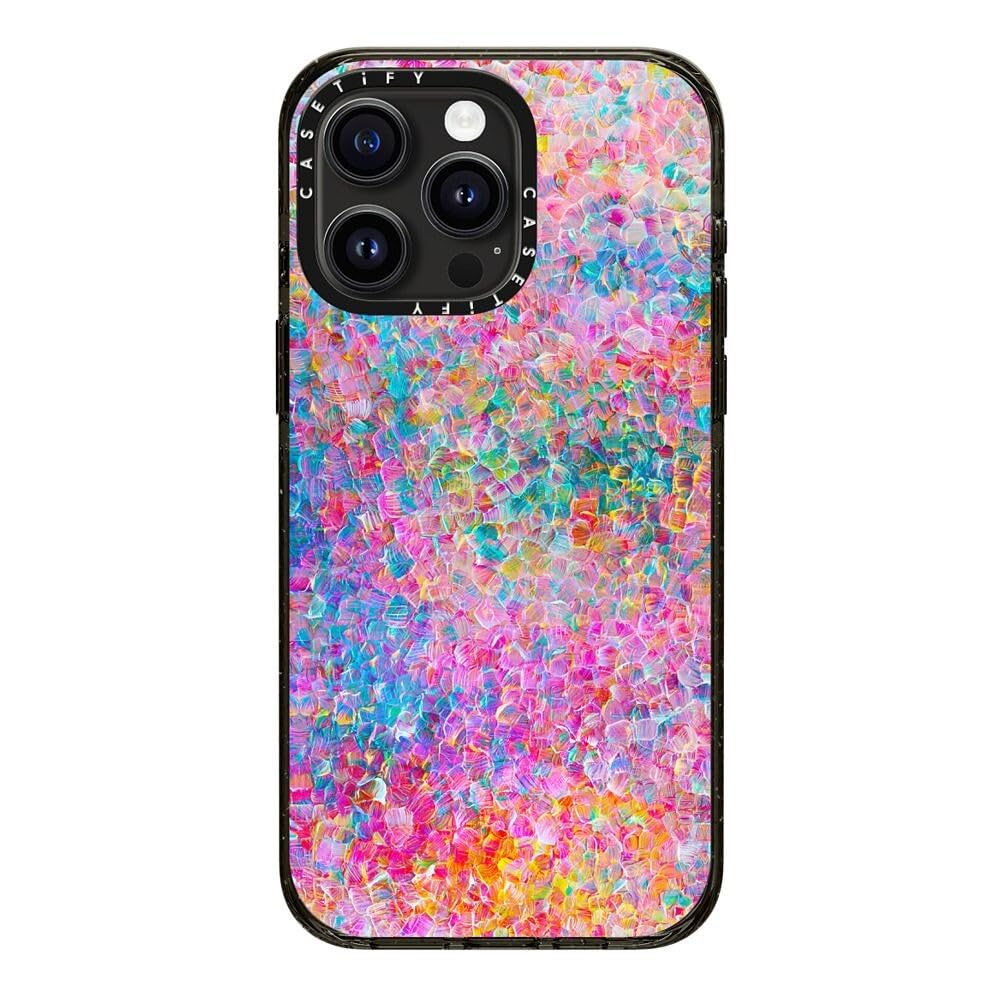 CASETiFY Impact Case for iPhone 15 Pro Max [4X Military Grade Drop Tested / 8.2ft Drop Protection/Compatible with Magsafe] - Cute Prints - Clear Polka Daub Hearts - Clear Black