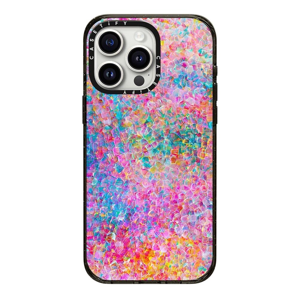 CASETiFY Impact Case for iPhone 15 Pro Max [4X Military Grade Drop Tested / 8.2ft Drop Protection/Compatible with Magsafe] - Cute Prints - Clear Polka Daub Hearts - Clear Black