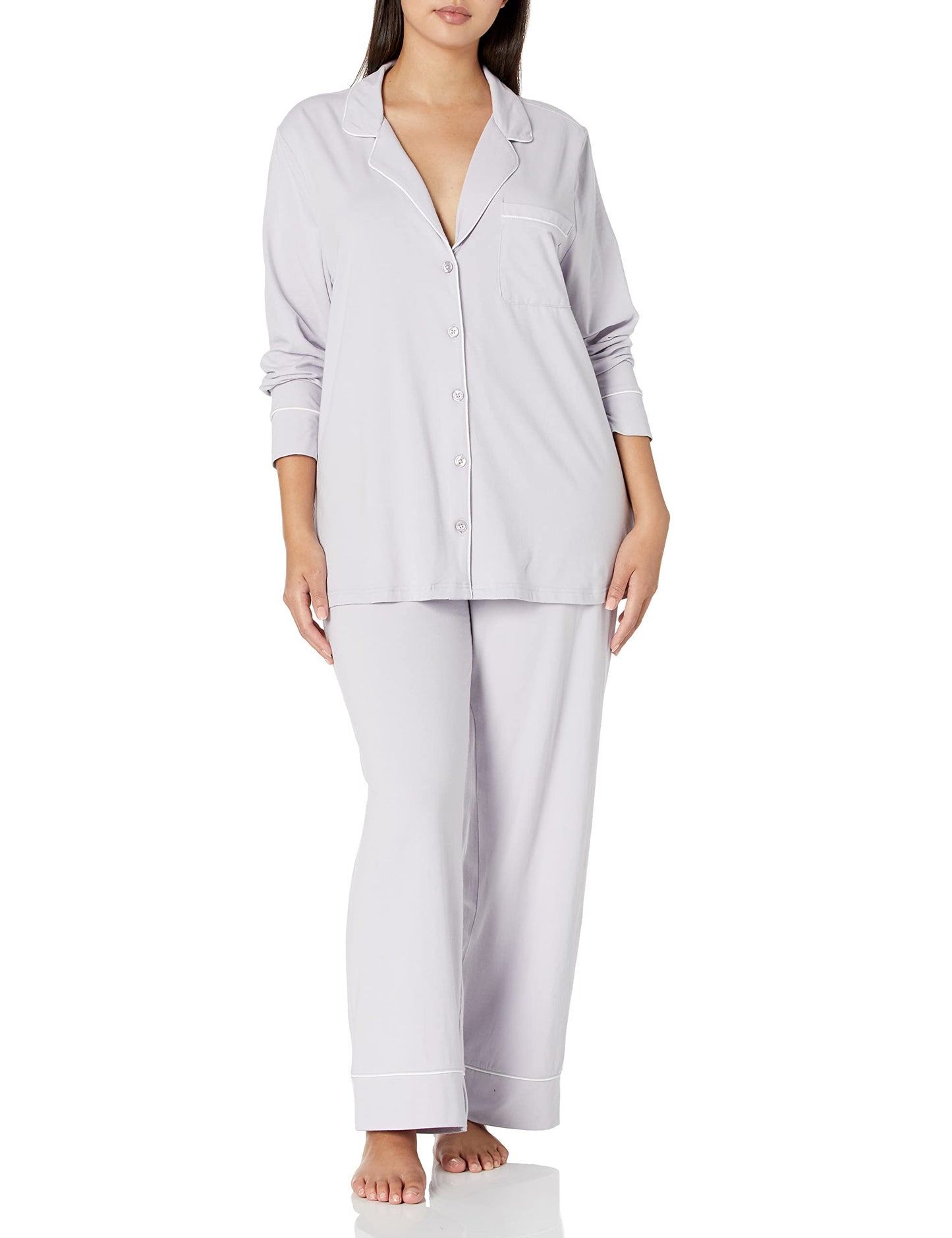 Amazon Essentials Women's Cotton Modal Long-Sleeve Shirt and Full-Length Bottom Pajama Set