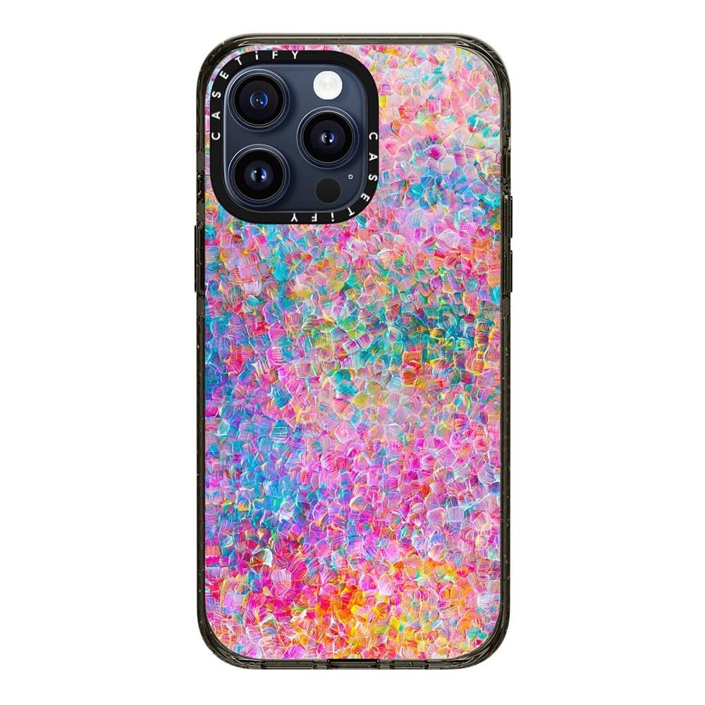 CASETiFY Impact Case for iPhone 15 Pro Max [4X Military Grade Drop Tested / 8.2ft Drop Protection/Compatible with Magsafe] - Cute Prints - Clear Polka Daub Hearts - Clear Black