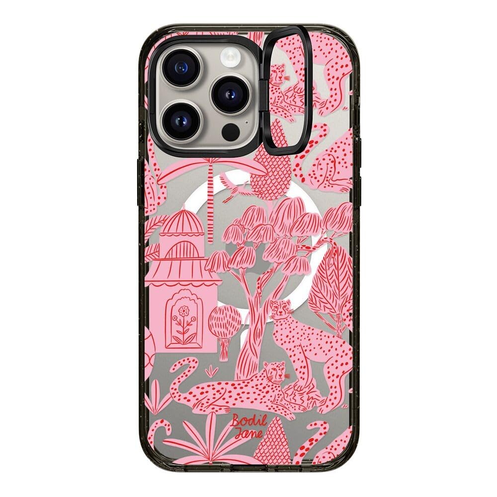 CASETiFY Impact Case for iPhone 15 Pro Max [4X Military Grade Drop Tested / 8.2ft Drop Protection/Compatible with Magsafe] - Cute Prints - Clear Polka Daub Hearts - Clear Black