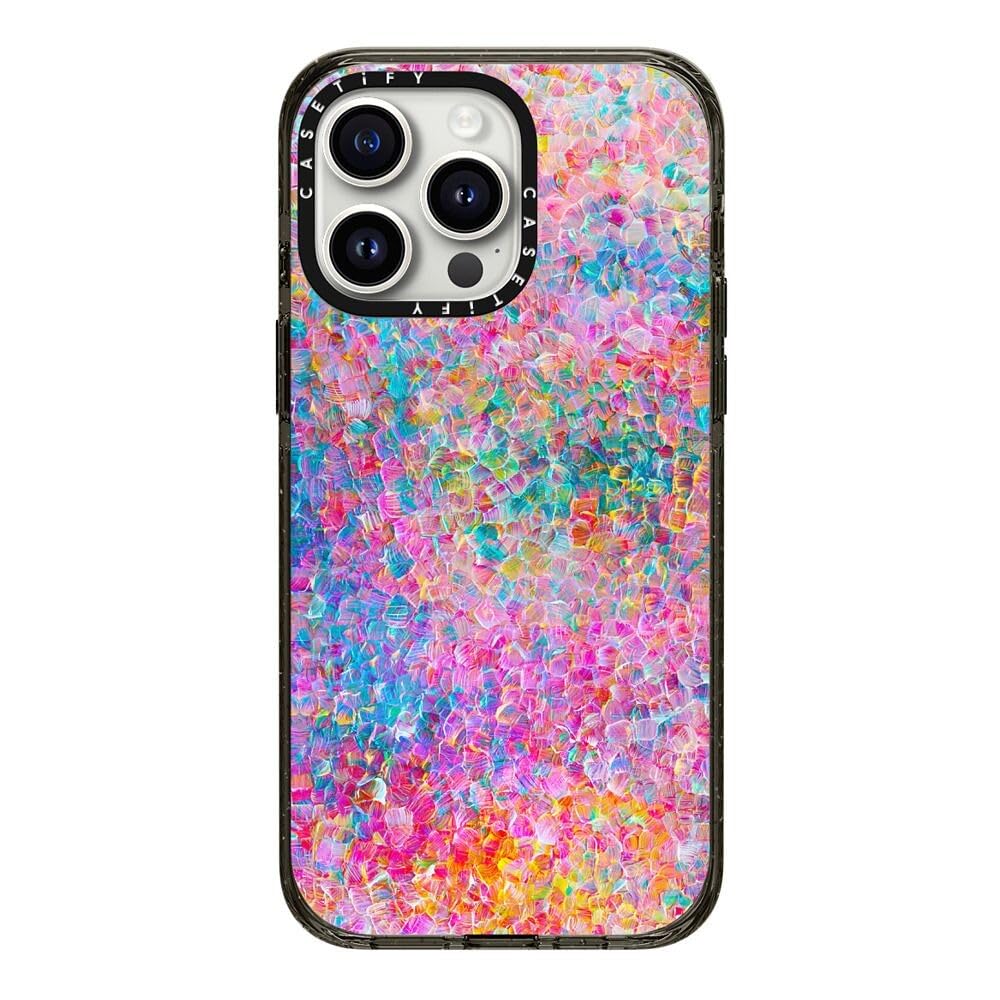 CASETiFY Impact Case for iPhone 15 Pro Max [4X Military Grade Drop Tested / 8.2ft Drop Protection/Compatible with Magsafe] - Cute Prints - Clear Polka Daub Hearts - Clear Black