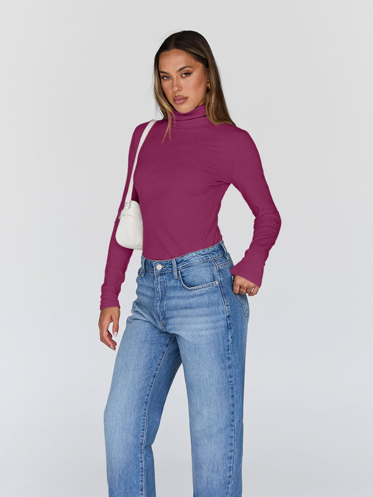 Trendy Queen Women's Turtleneck Long Sleeve Shirts Fall Fashion Basic Thermal Underwear Tops Winter Clothes 2024