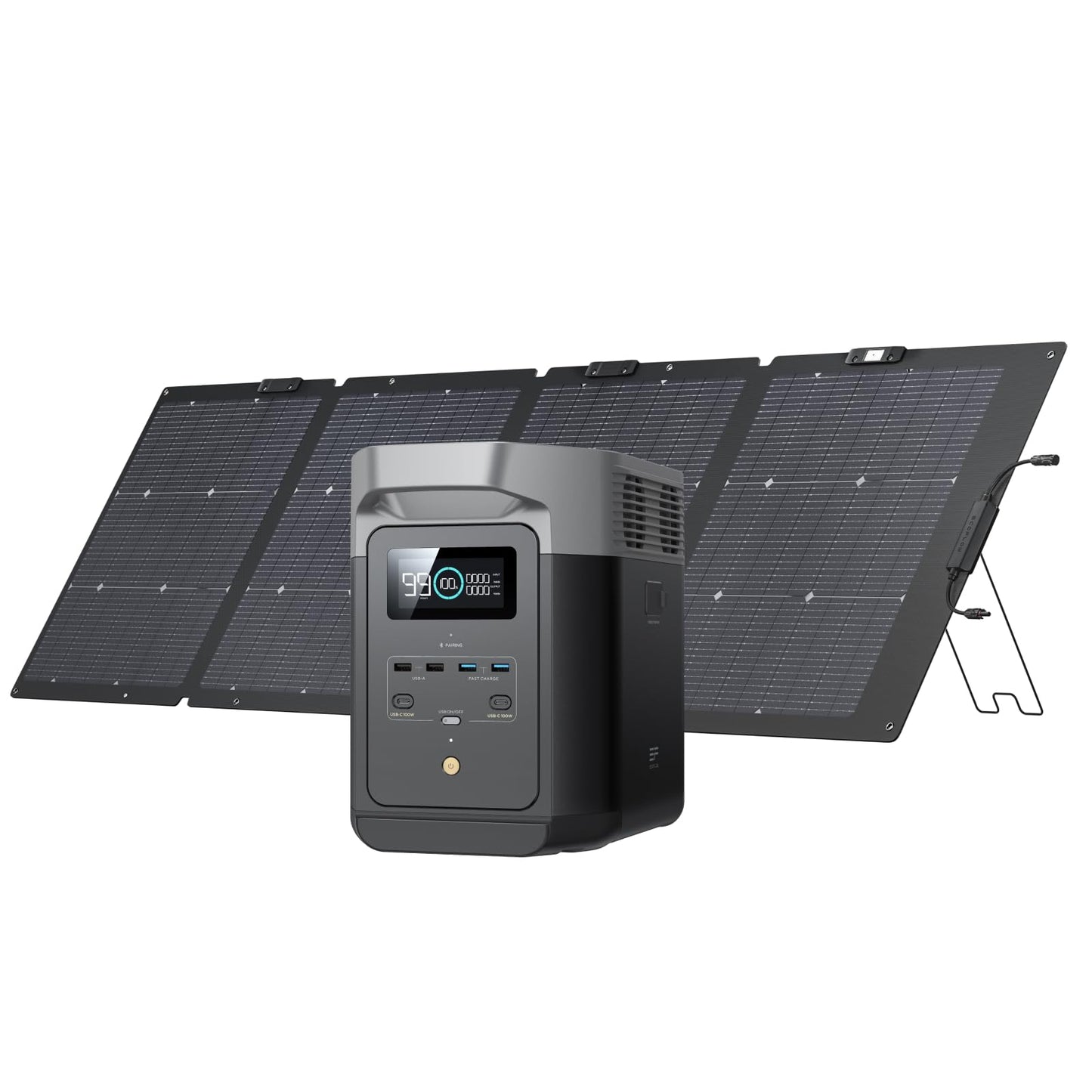 EF ECOFLOW Portable Power Station Delta 2, 1024Wh LiFePO4 (LFP) Battery, 1800W AC/100W USB-C Output, Solar Generator(Solar Panel Optional) for Home Backup Power, Camping & RVs