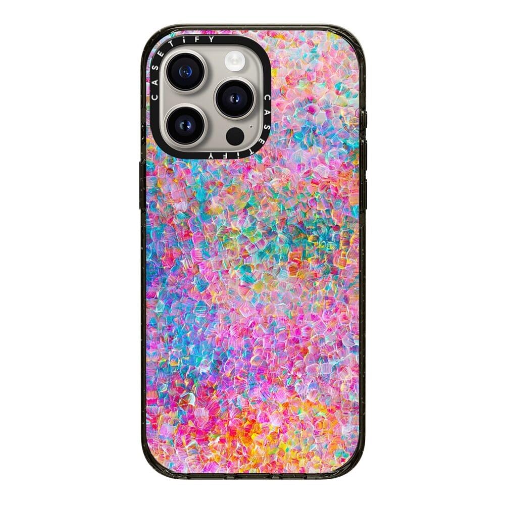 CASETiFY Impact Case for iPhone 15 Pro Max [4X Military Grade Drop Tested / 8.2ft Drop Protection/Compatible with Magsafe] - Cute Prints - Clear Polka Daub Hearts - Clear Black