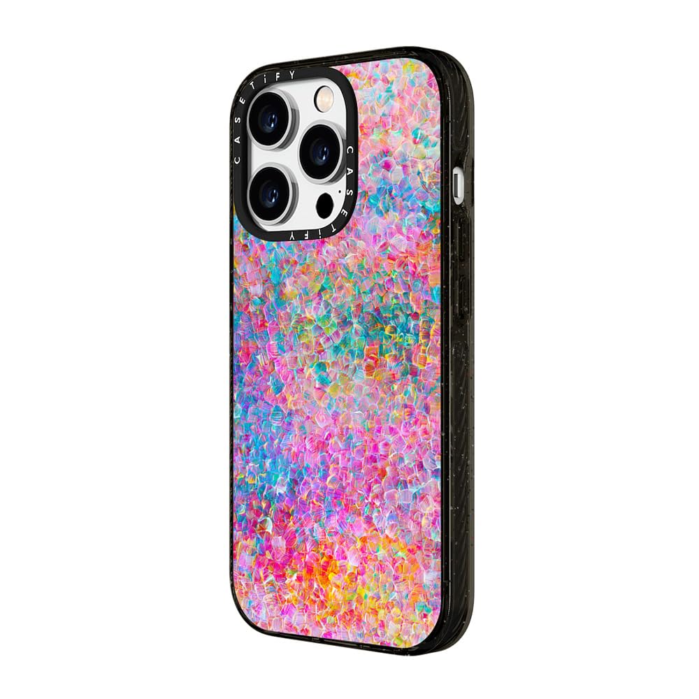 CASETiFY Impact Case for iPhone 15 Pro Max [4X Military Grade Drop Tested / 8.2ft Drop Protection/Compatible with Magsafe] - Cute Prints - Clear Polka Daub Hearts - Clear Black