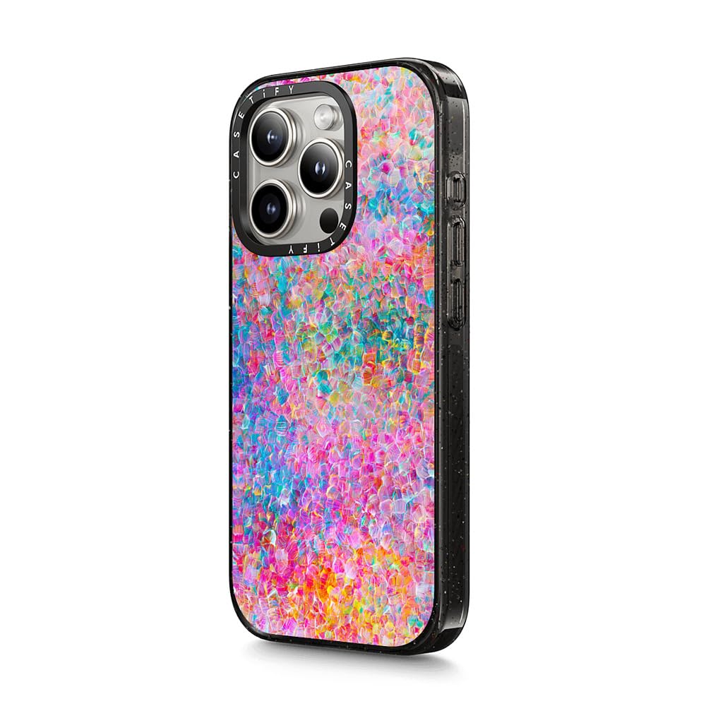 CASETiFY Impact Case for iPhone 15 Pro Max [4X Military Grade Drop Tested / 8.2ft Drop Protection/Compatible with Magsafe] - Cute Prints - Clear Polka Daub Hearts - Clear Black