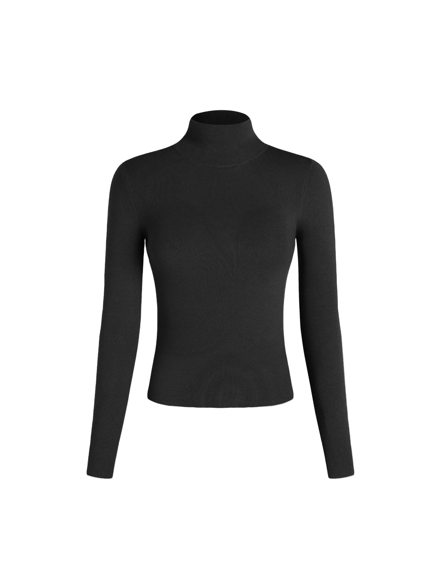 CIDER Mock Turtleneck Tops for Women Ribbed Knit Long Sleeve Slim Fitted Fall Solid Sweater T Shirts