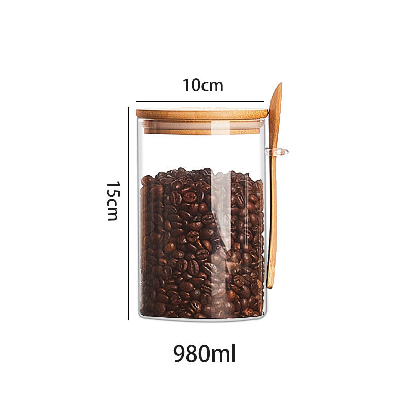 Glass Storage Set  for Food Storage with Wood Spoon