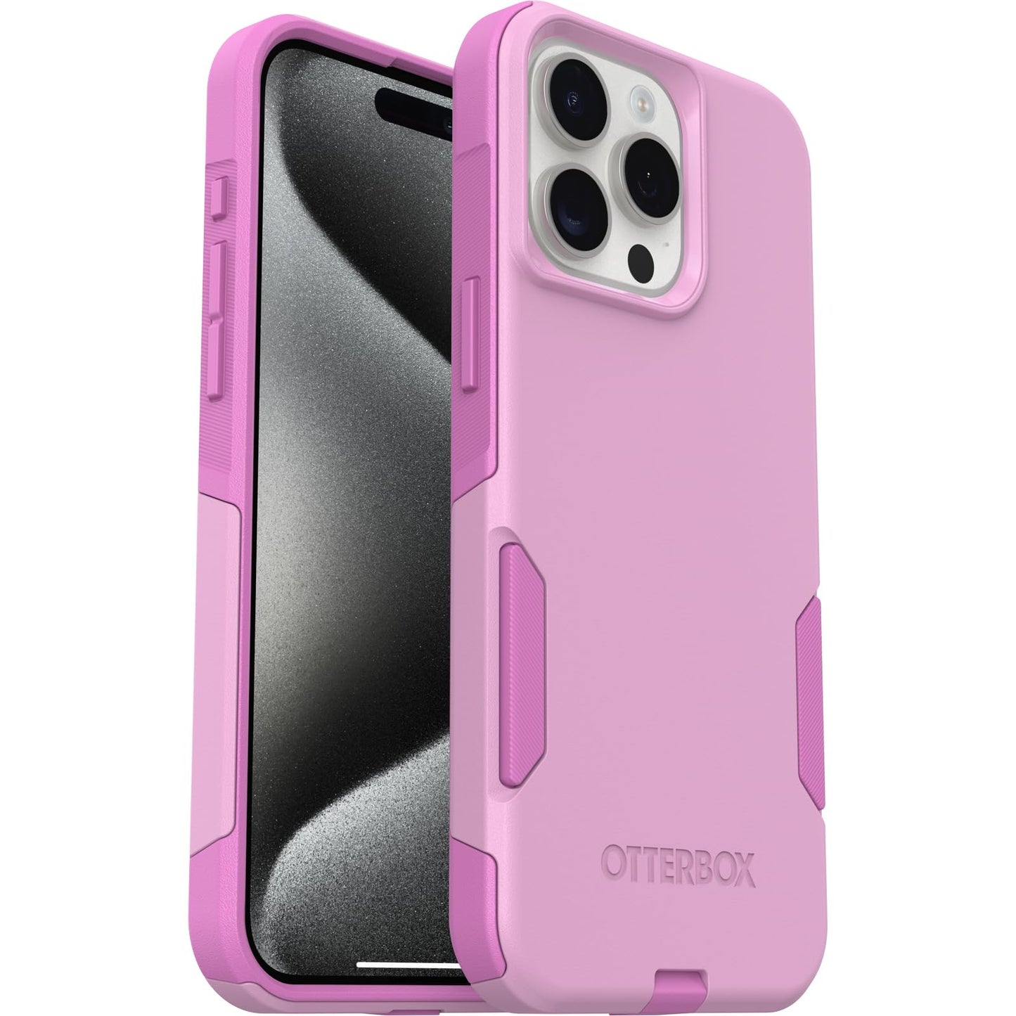 OtterBox iPhone 15 Pro MAX (Only) Commuter Series Case - Run Wildflower (Pink), Slim & Tough, Pocket-Friendly, with Port Protection