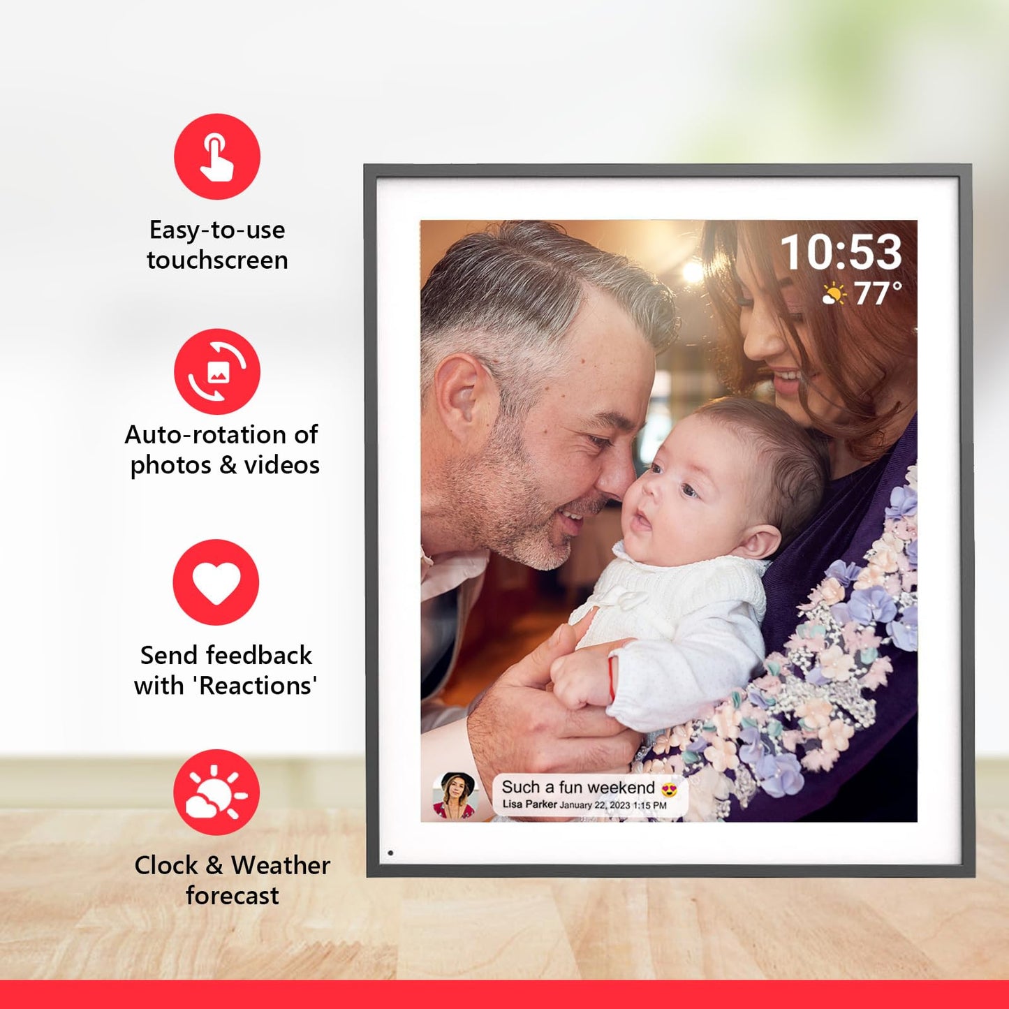 32GB FRAMEO 10.1 Inch Smart WiFi Digital Photo Frame 1280x800 IPS LCD Touch Screen, Auto-Rotate Portrait and Landscape, Built in 32GB Memory, Share Moments Instantly via Frameo App from Anywhere