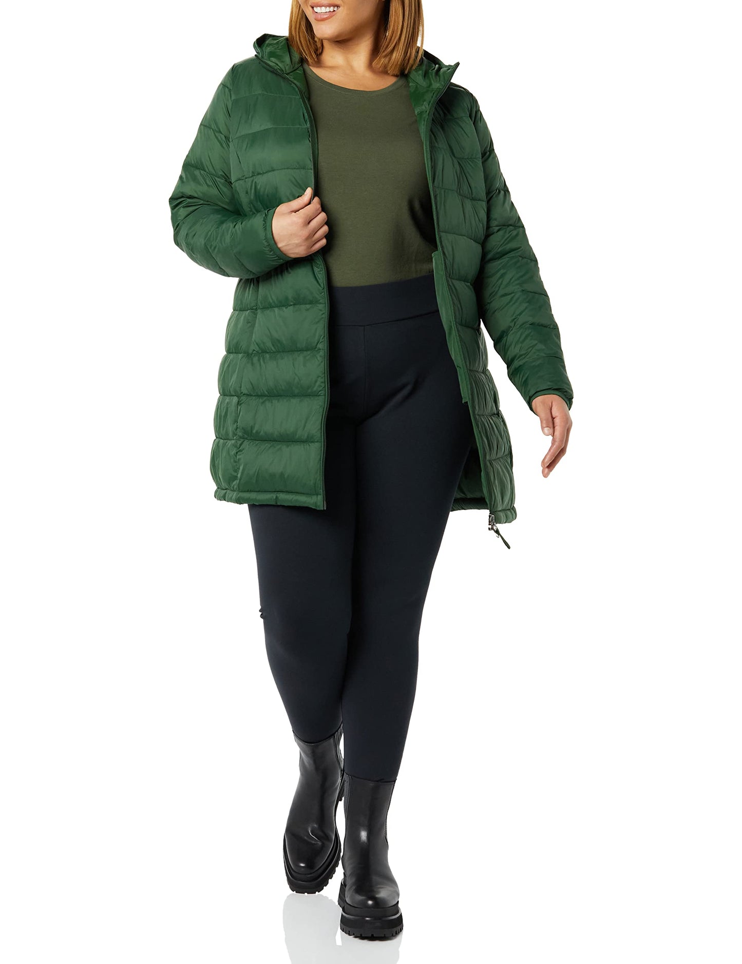 Amazon Essentials Women's Lightweight Water-Resistant Hooded Puffer Coat (Available in Plus Size)