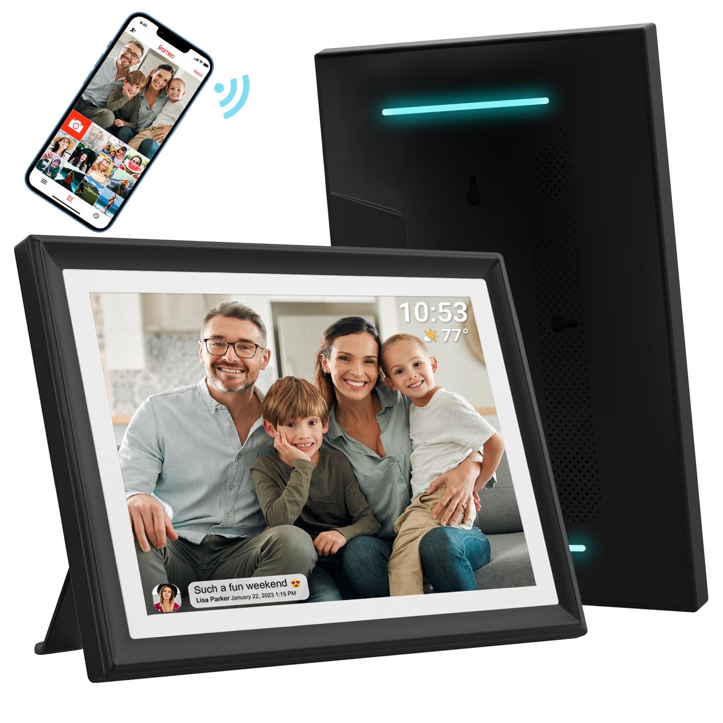 32GB FRAMEO 10.1 Inch Smart WiFi Digital Photo Frame 1280x800 IPS LCD Touch Screen, Auto-Rotate Portrait and Landscape, Built in 32GB Memory, Share Moments Instantly via Frameo App from Anywhere