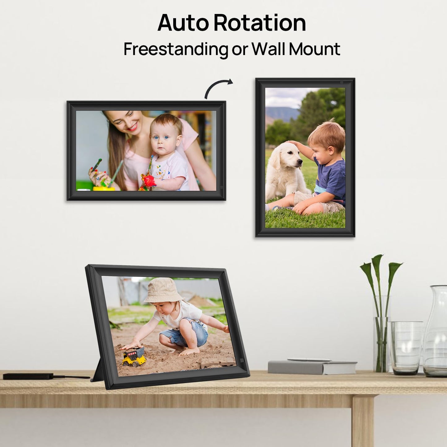 32GB FRAMEO 10.1 Inch Smart WiFi Digital Photo Frame 1280x800 IPS LCD Touch Screen, Auto-Rotate Portrait and Landscape, Built in 32GB Memory, Share Moments Instantly via Frameo App from Anywhere