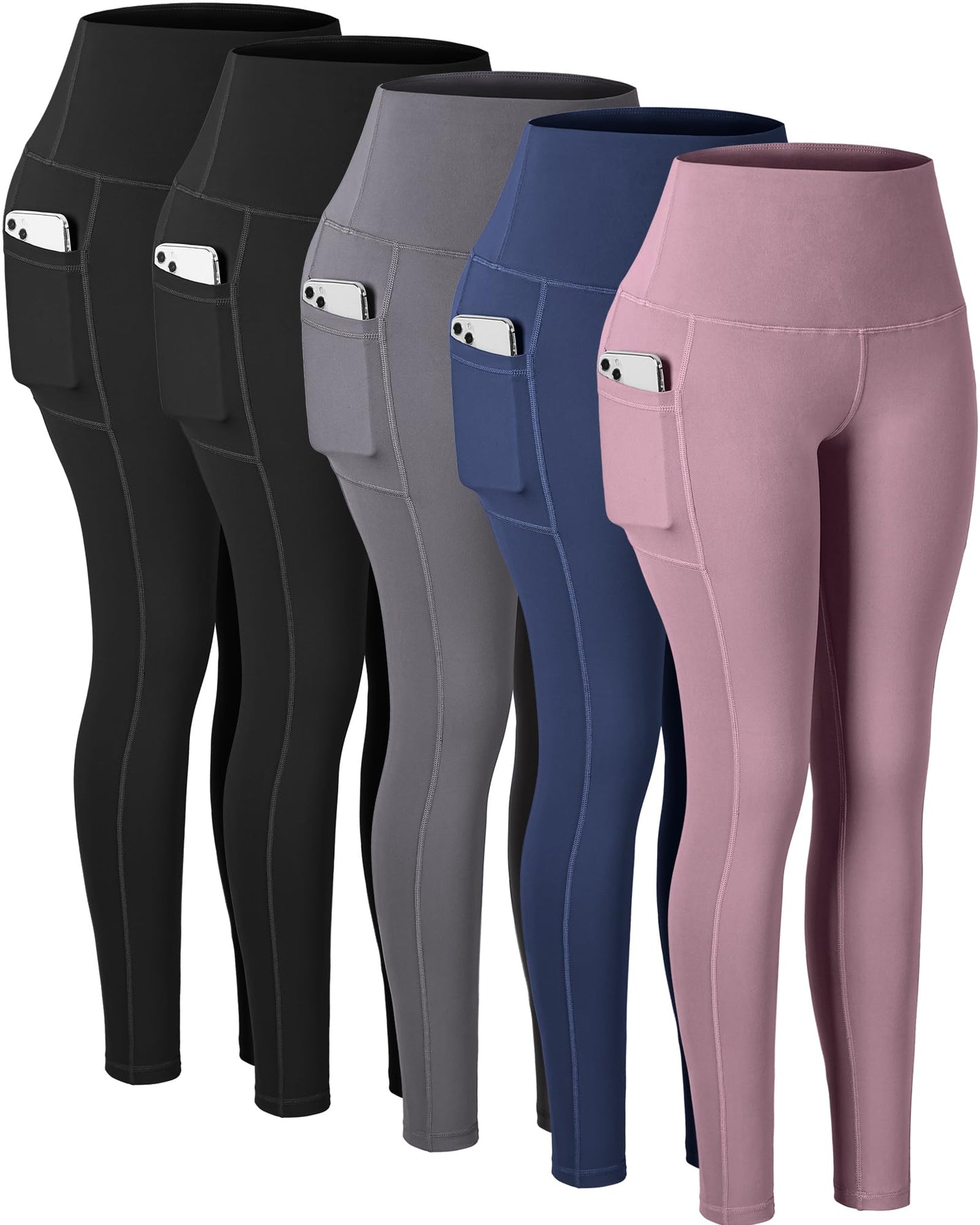 CHRLEISURE Leggings with Pockets for Women, High Waisted Tummy Control Workout Yoga Pants