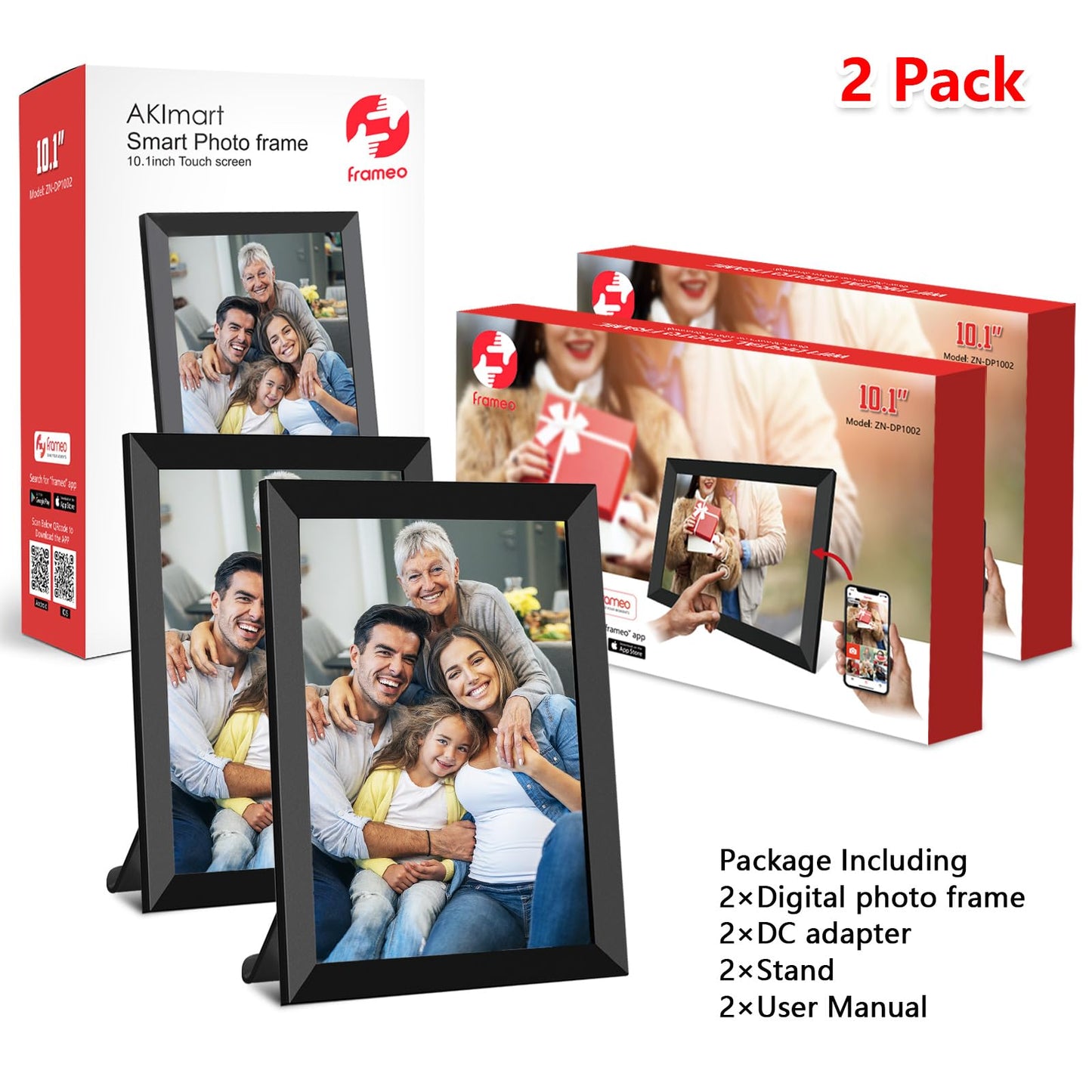 32GB FRAMEO 10.1 Inch Smart WiFi Digital Photo Frame 1280x800 IPS LCD Touch Screen, Auto-Rotate Portrait and Landscape, Built in 32GB Memory, Share Moments Instantly via Frameo App from Anywhere