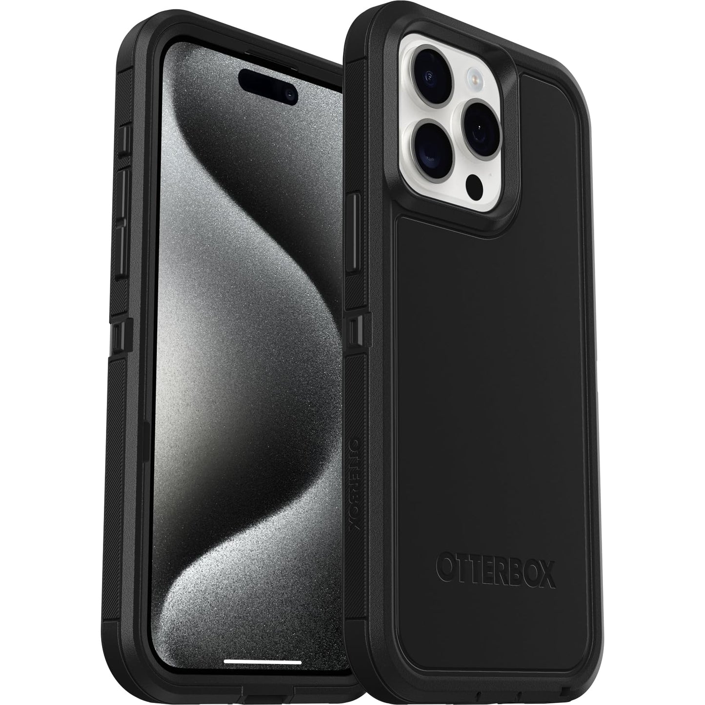 OtterBox iPhone 15 Pro MAX (Only) Defender Series XT Clear Case - Dark Side (Black/Clear), Screenless, Rugged, Snaps to MagSafe, Lanyard Attachment (Ships in Polybag, Ideal for Business Customers)