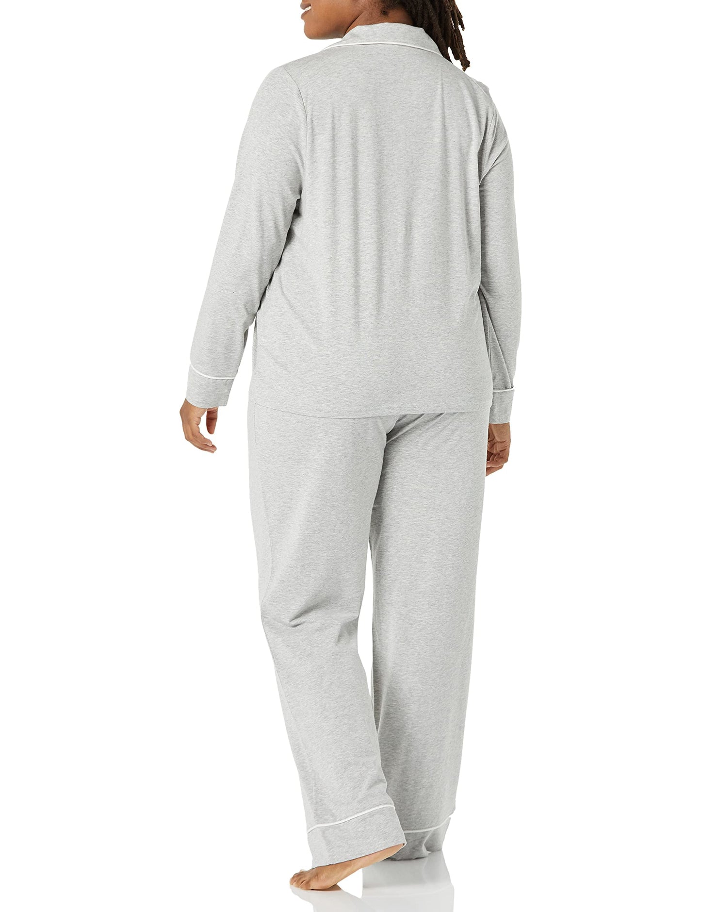 Amazon Essentials Women's Cotton Modal Long-Sleeve Shirt and Full-Length Bottom Pajama Set