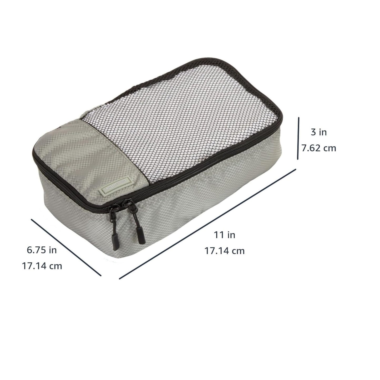 Amazon Basics Lightweight Packing Cubes for Travel, 4 Piece Set With Double Zipper Pulls and Mesh Top Panel, 100% Durable Polyester, Small, Medium, Large, and Slim, Gray