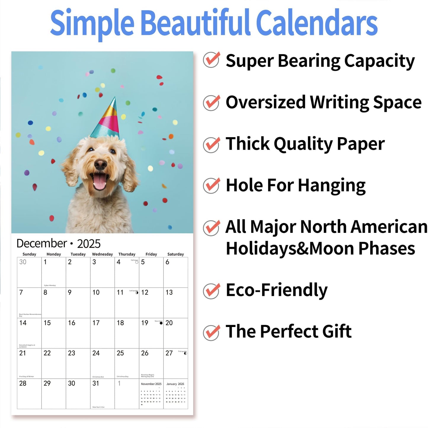 2025 Wall Calendar,Calendar 2025, November 2024 - December 2025, Wall Calendar BEACHES, 12" x 24" Opened,Full Page Months Thick & Sturdy Paper for Calendar Organizing & Planning