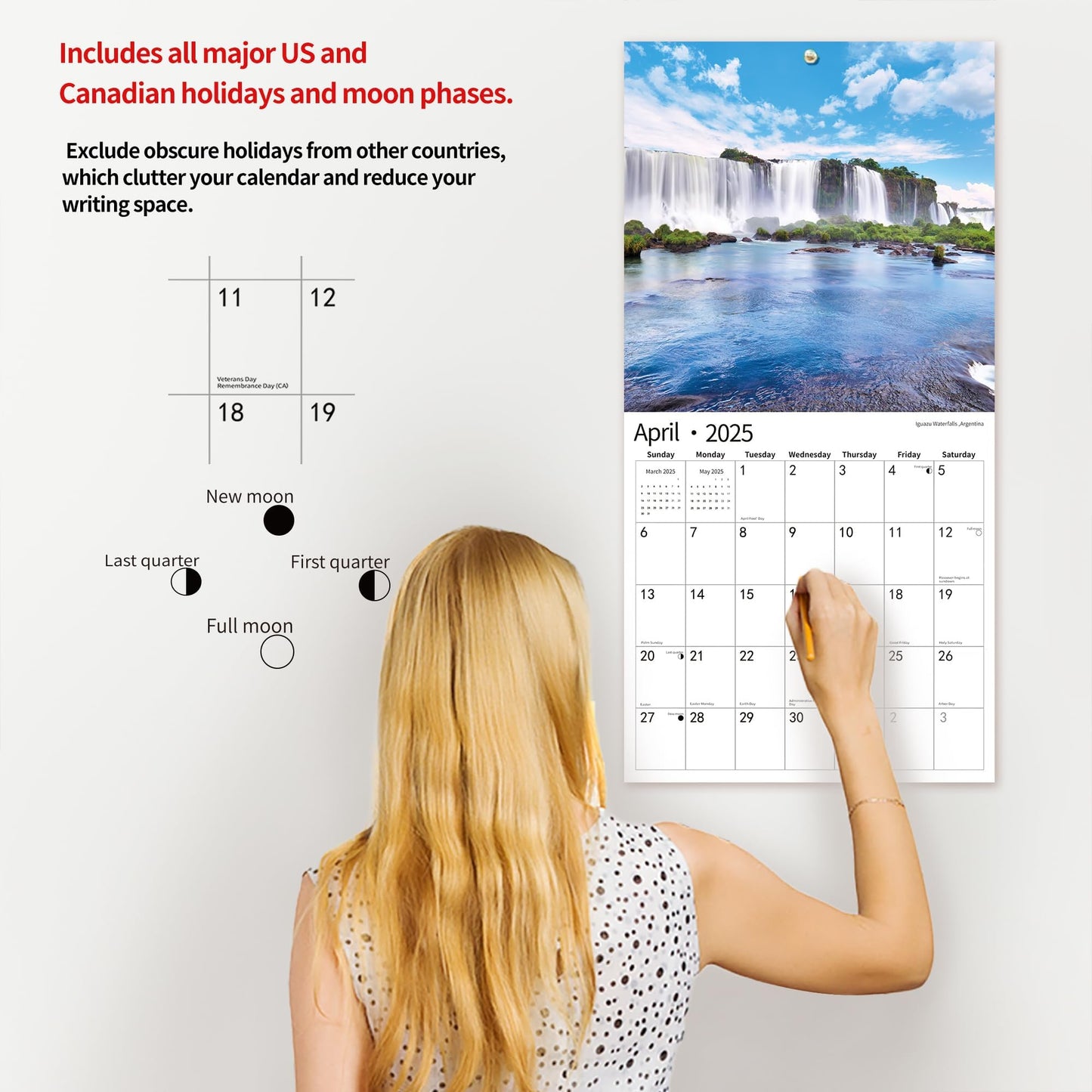 2025 Wall Calendar,Calendar 2025, November 2024 - December 2025, Wall Calendar BEACHES, 12" x 24" Opened,Full Page Months Thick & Sturdy Paper for Calendar Organizing & Planning