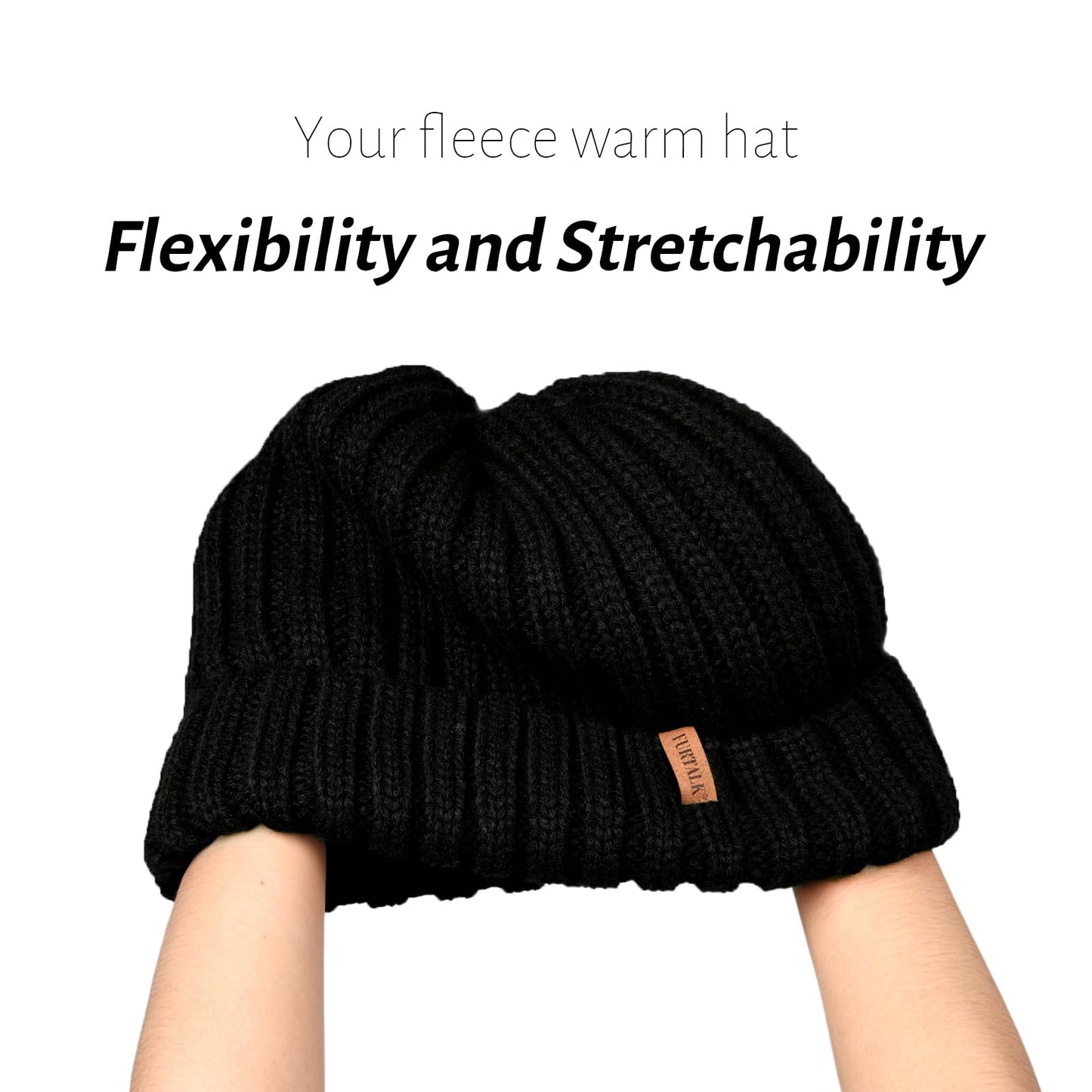 FURTALK Winter Hats for Women Fleece Lined Beanie Knit Chunky Womens Snow Cap