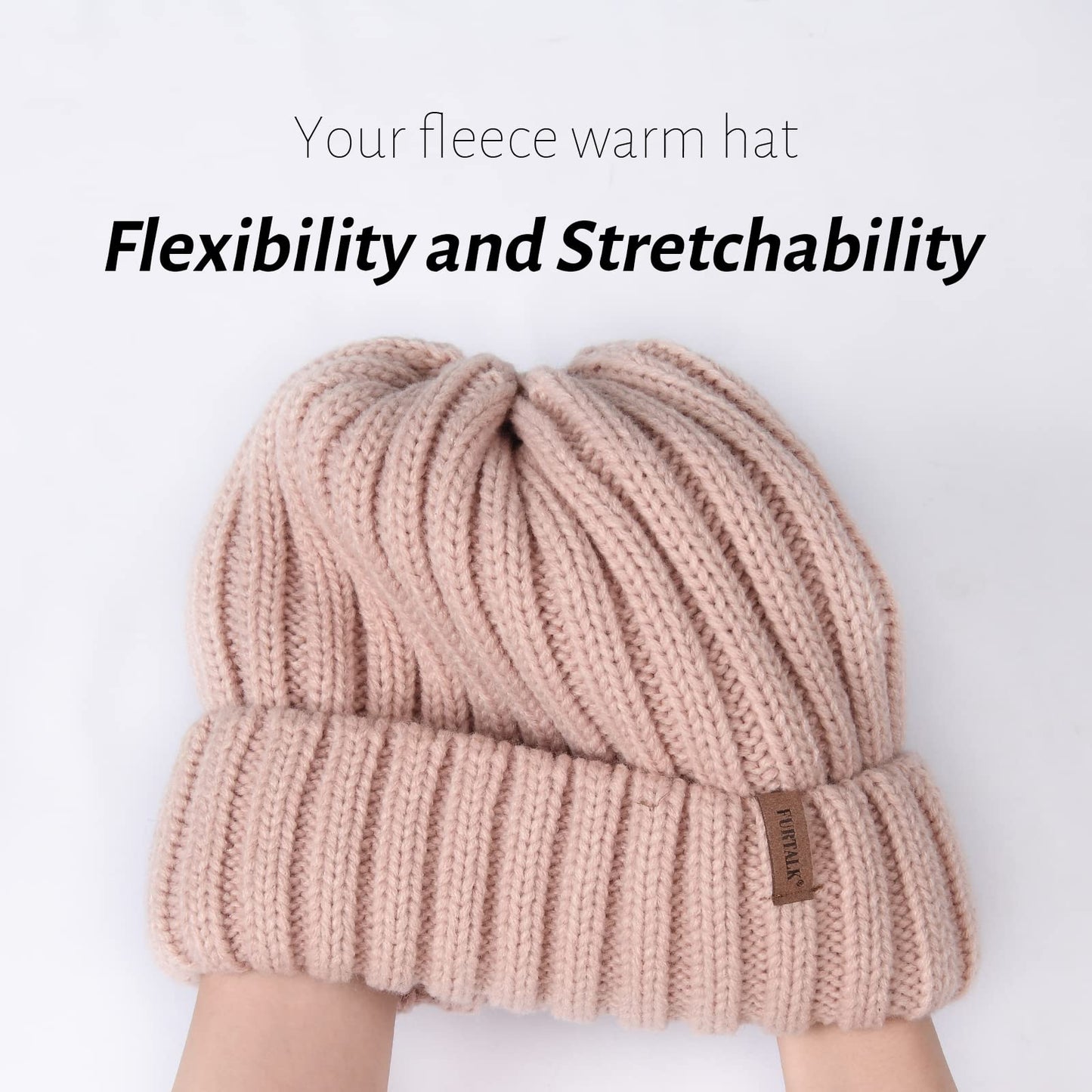 FURTALK Winter Hats for Women Fleece Lined Beanie Knit Chunky Womens Snow Cap