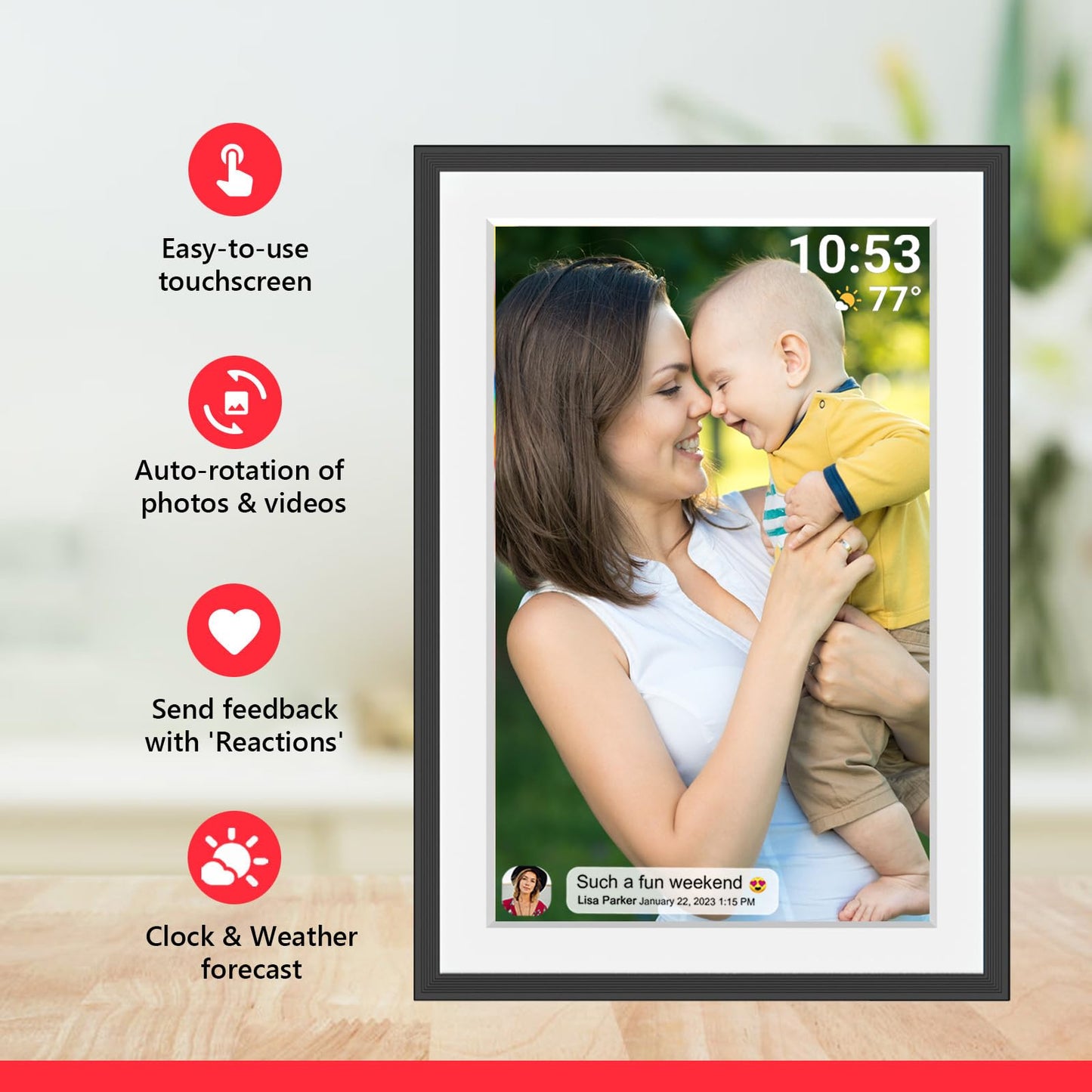 32GB FRAMEO 10.1 Inch Smart WiFi Digital Photo Frame 1280x800 IPS LCD Touch Screen, Auto-Rotate Portrait and Landscape, Built in 32GB Memory, Share Moments Instantly via Frameo App from Anywhere