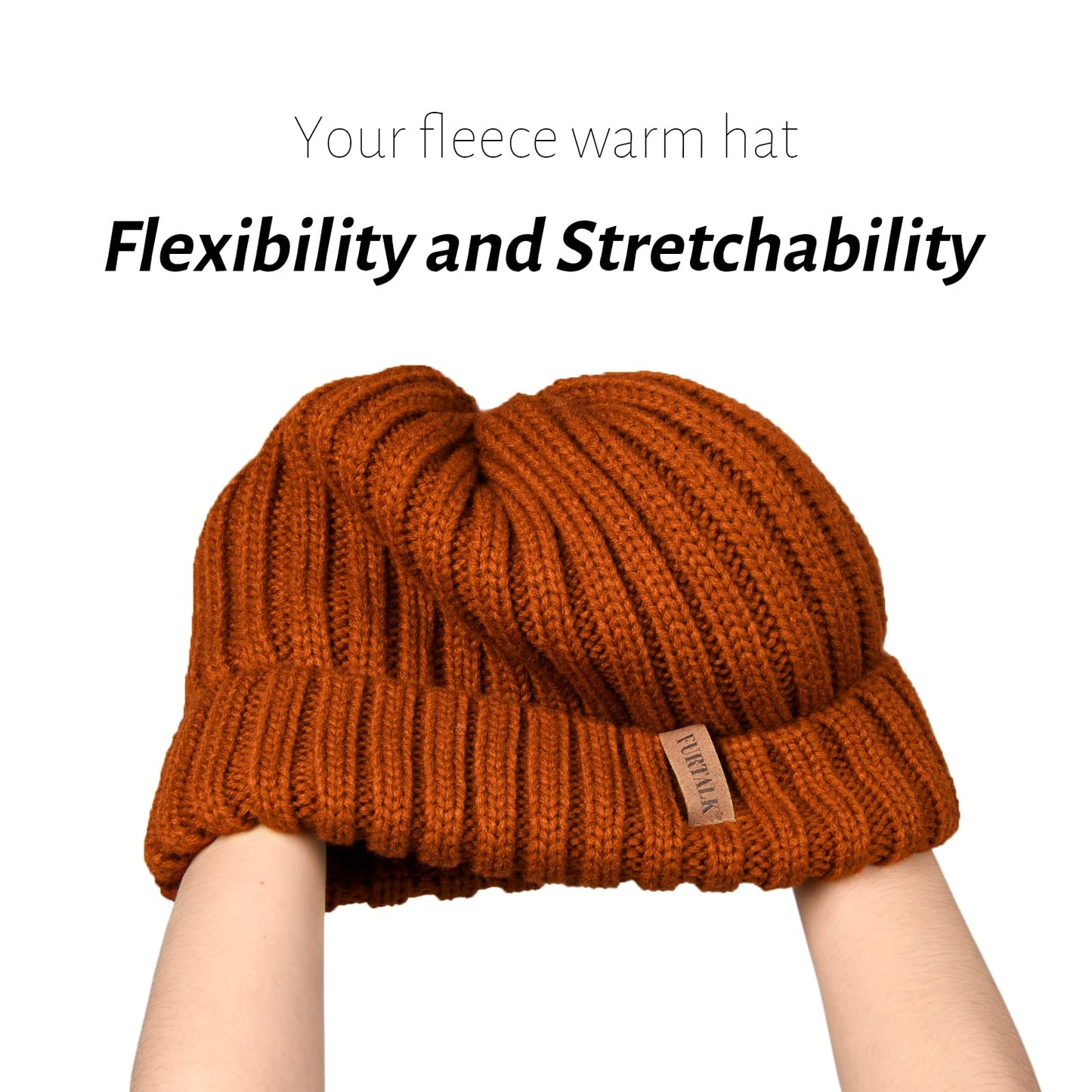 FURTALK Winter Hats for Women Fleece Lined Beanie Knit Chunky Womens Snow Cap