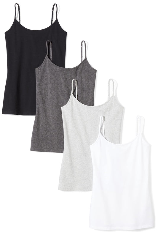 Amazon Essentials Women's Slim-Fit Camisole, Pack of 4