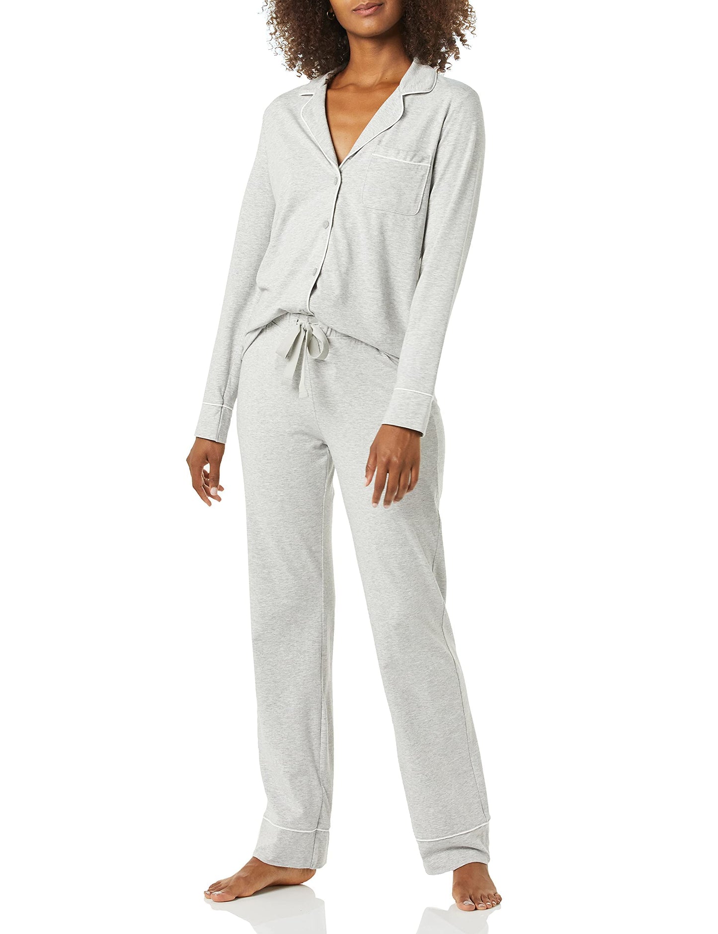 Amazon Essentials Women's Cotton Modal Long-Sleeve Shirt and Full-Length Bottom Pajama Set