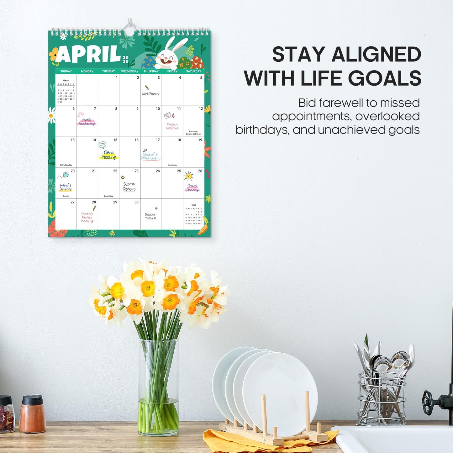 2025 Wall Calendar - 18 Months Wall Calendar Covers January 2025 to June 2026, Monthly Calendar(14.7"x11.5"), Hanging Wall Calendar for Easy Organizing, Seasonal