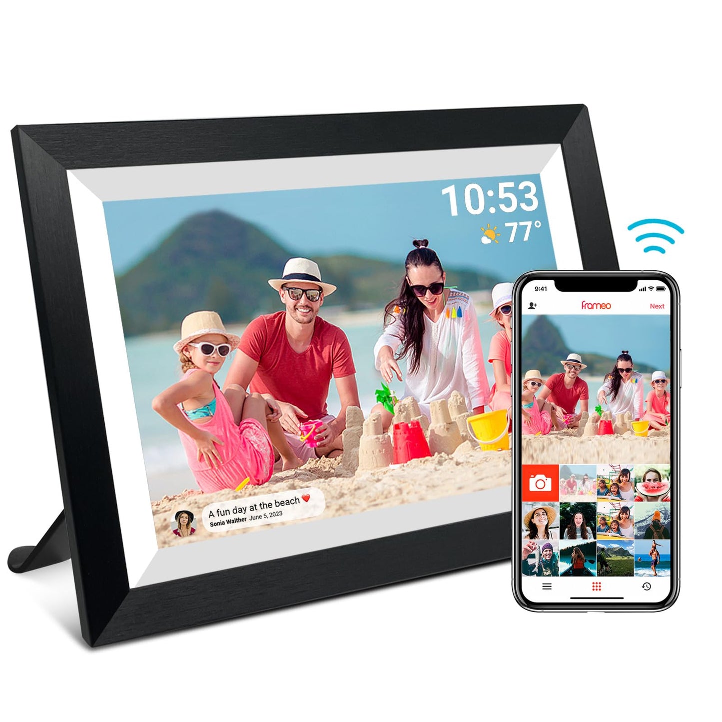 32GB FRAMEO 10.1 Inch Smart WiFi Digital Photo Frame 1280x800 IPS LCD Touch Screen, Auto-Rotate Portrait and Landscape, Built in 32GB Memory, Share Moments Instantly via Frameo App from Anywhere