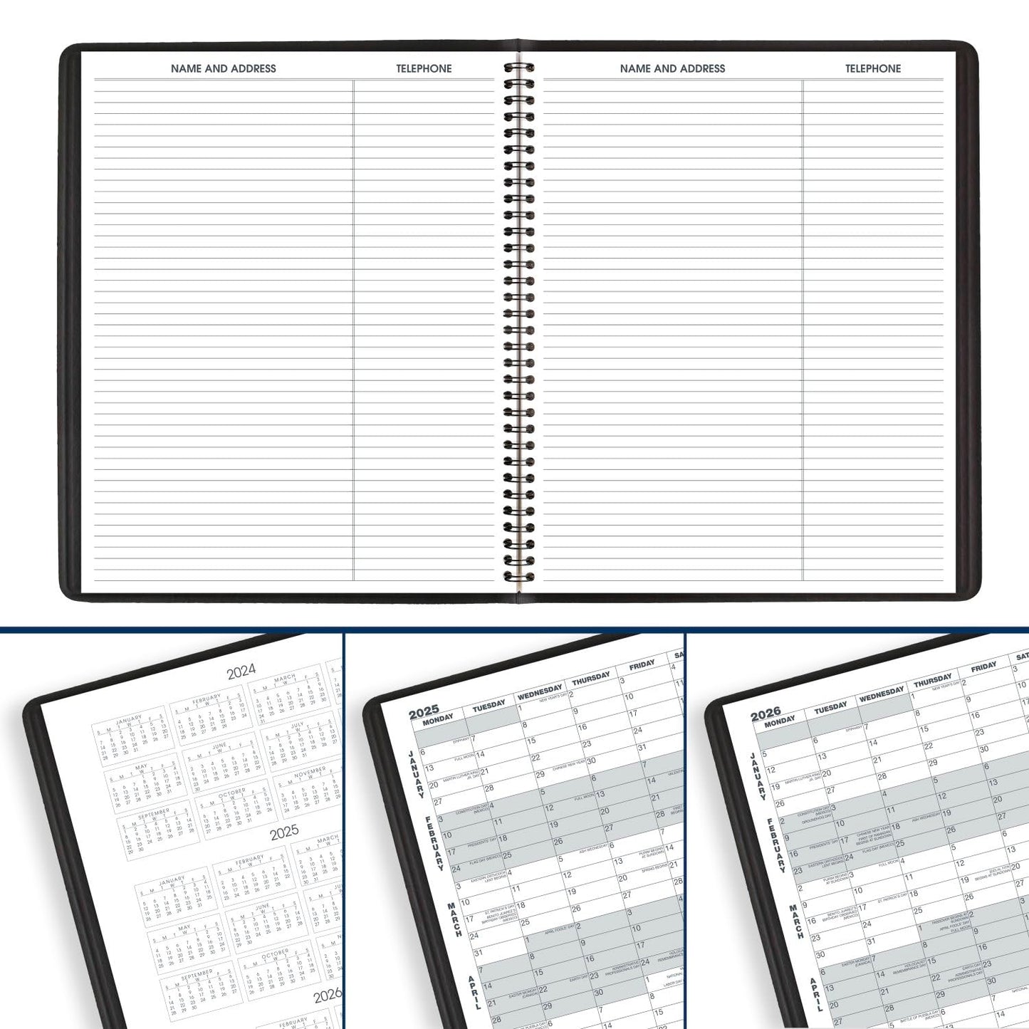 AT-A-GLANCE 2025 Planner, Monthly, 9" x 11", Large, 15 Months, Black (702600525)