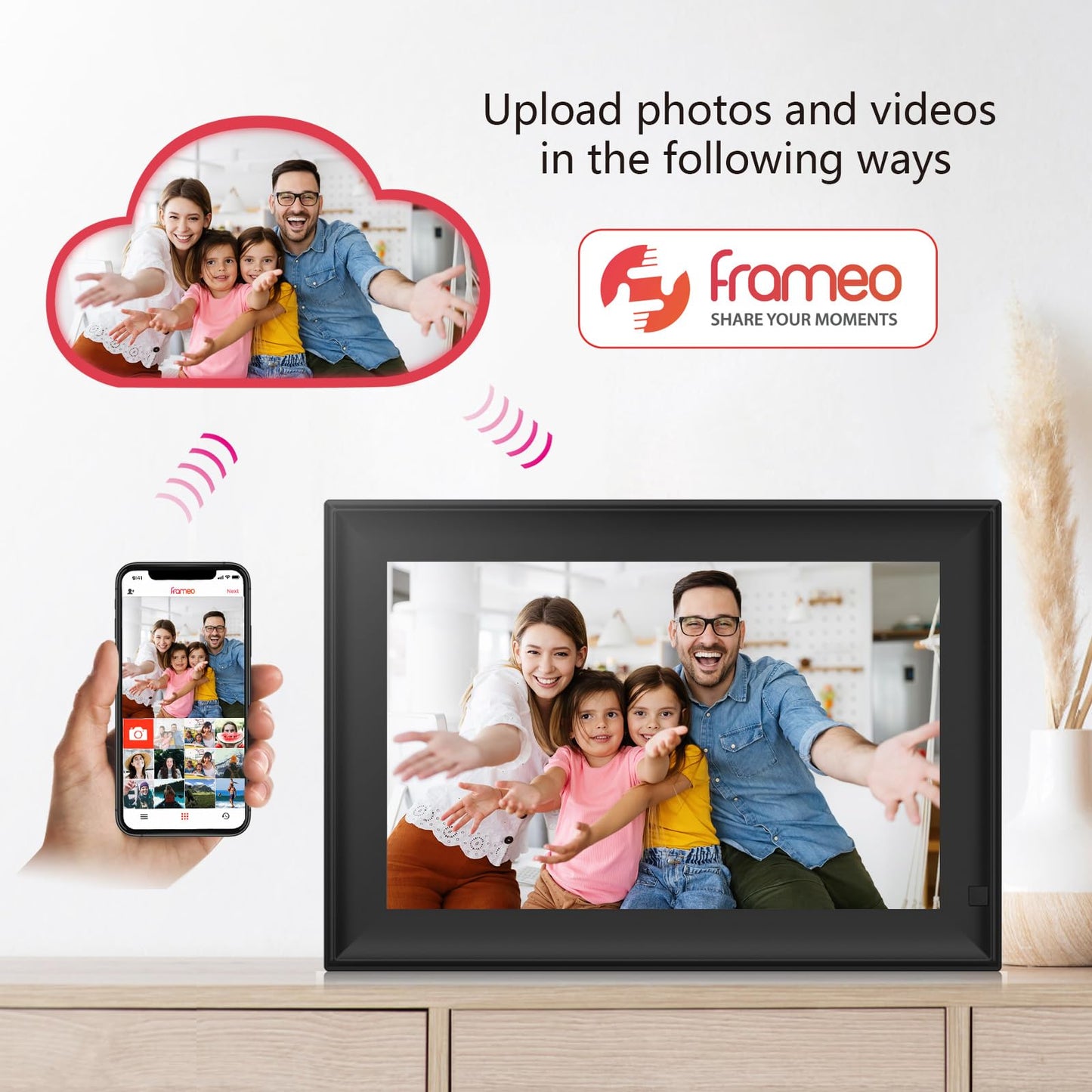 32GB FRAMEO 10.1 Inch Smart WiFi Digital Photo Frame 1280x800 IPS LCD Touch Screen, Auto-Rotate Portrait and Landscape, Built in 32GB Memory, Share Moments Instantly via Frameo App from Anywhere