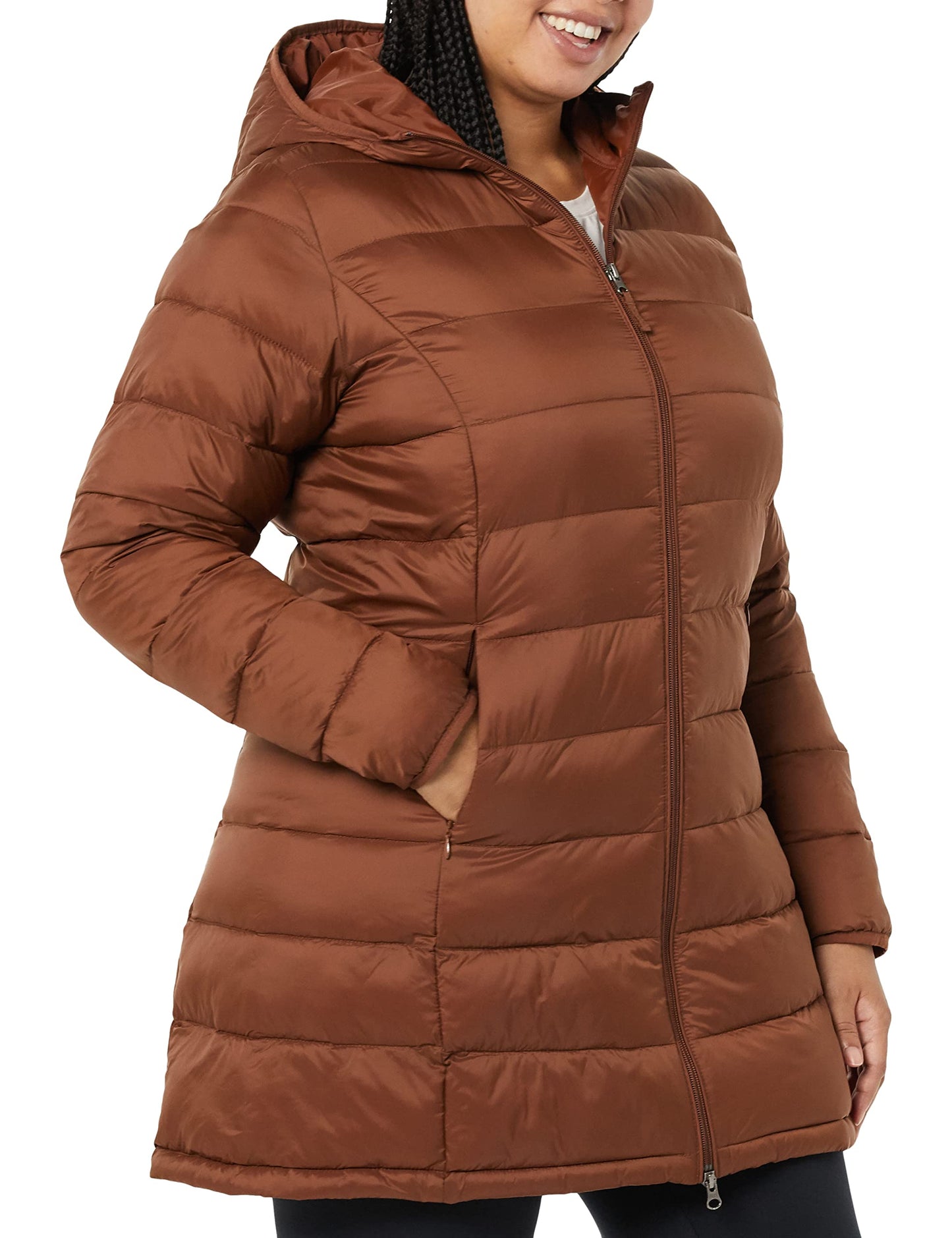 Amazon Essentials Women's Lightweight Water-Resistant Hooded Puffer Coat (Available in Plus Size)