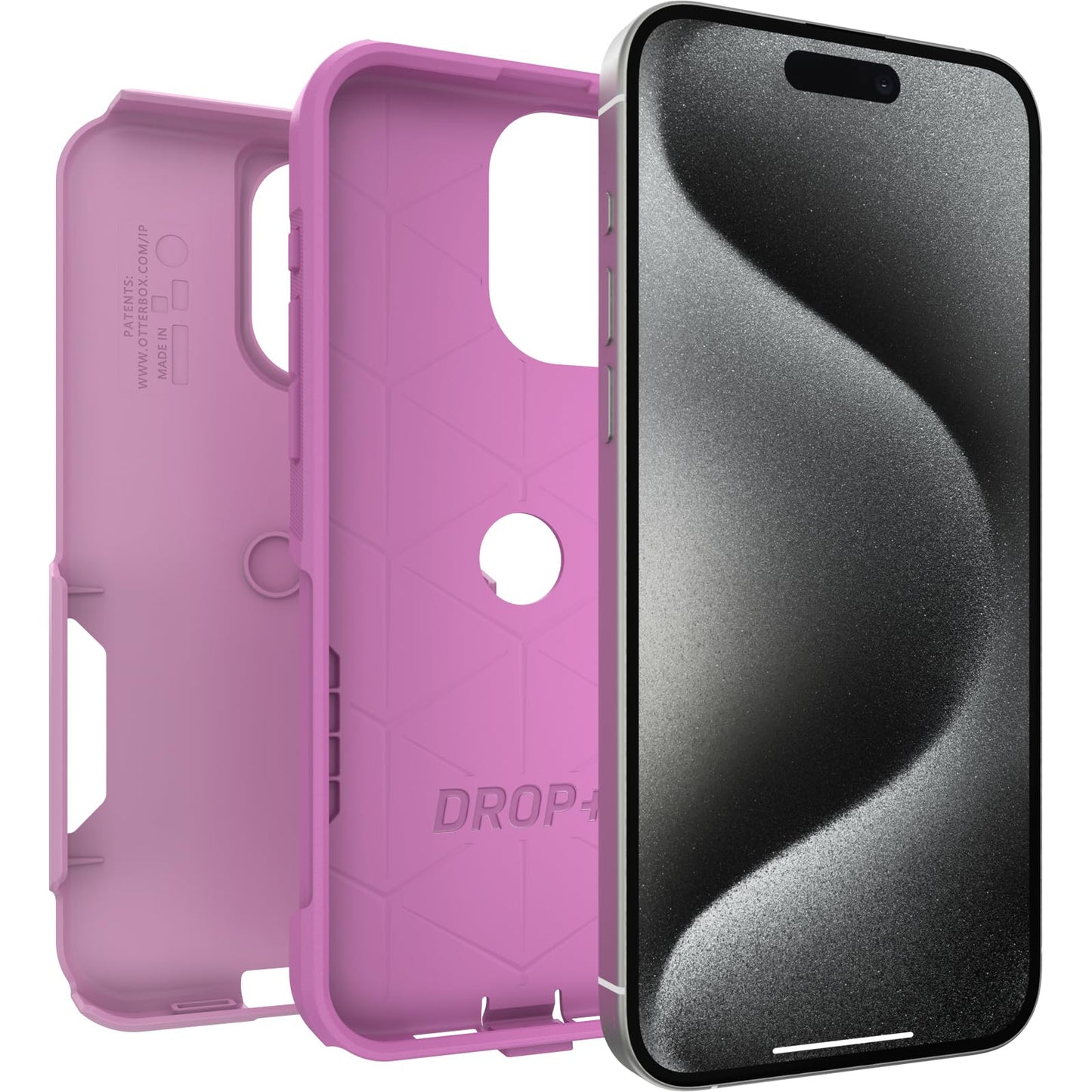 OtterBox iPhone 15 Pro MAX (Only) Commuter Series Case - Run Wildflower (Pink), Slim & Tough, Pocket-Friendly, with Port Protection