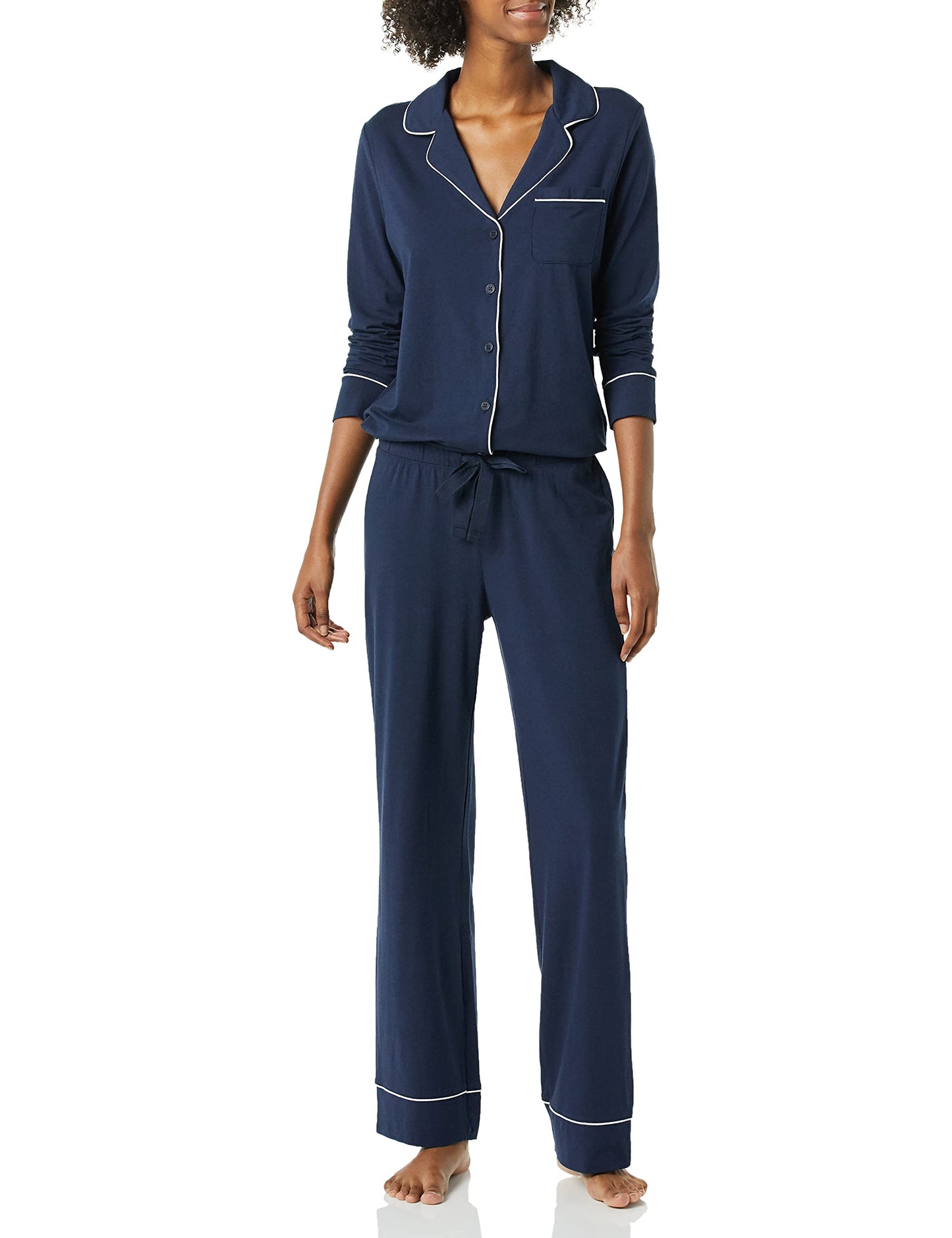 Amazon Essentials Women's Cotton Modal Long-Sleeve Shirt and Full-Length Bottom Pajama Set