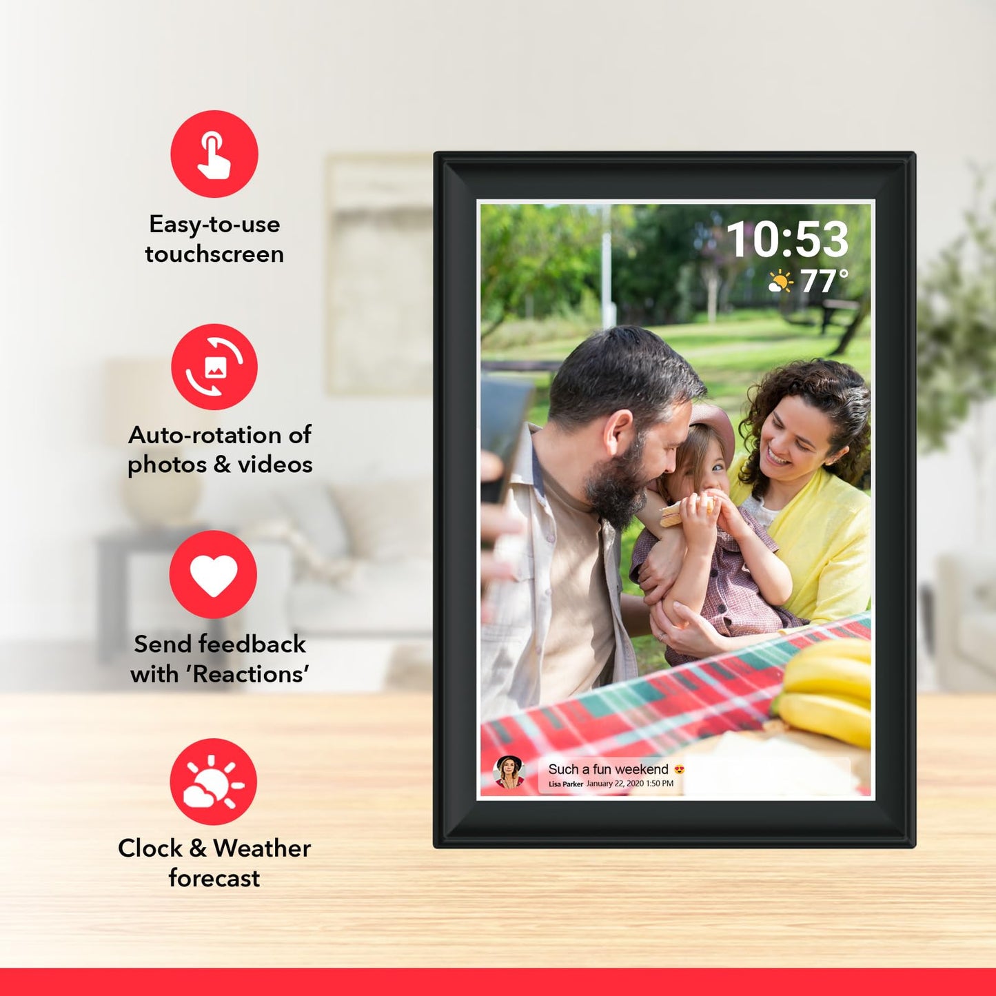 32GB FRAMEO 10.1 Inch Smart WiFi Digital Photo Frame 1280x800 IPS LCD Touch Screen, Auto-Rotate Portrait and Landscape, Built in 32GB Memory, Share Moments Instantly via Frameo App from Anywhere