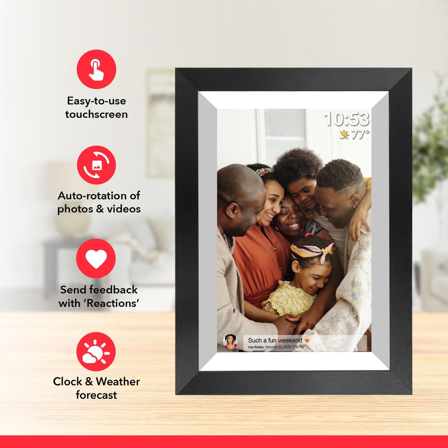 32GB FRAMEO 10.1 Inch Smart WiFi Digital Photo Frame 1280x800 IPS LCD Touch Screen, Auto-Rotate Portrait and Landscape, Built in 32GB Memory, Share Moments Instantly via Frameo App from Anywhere