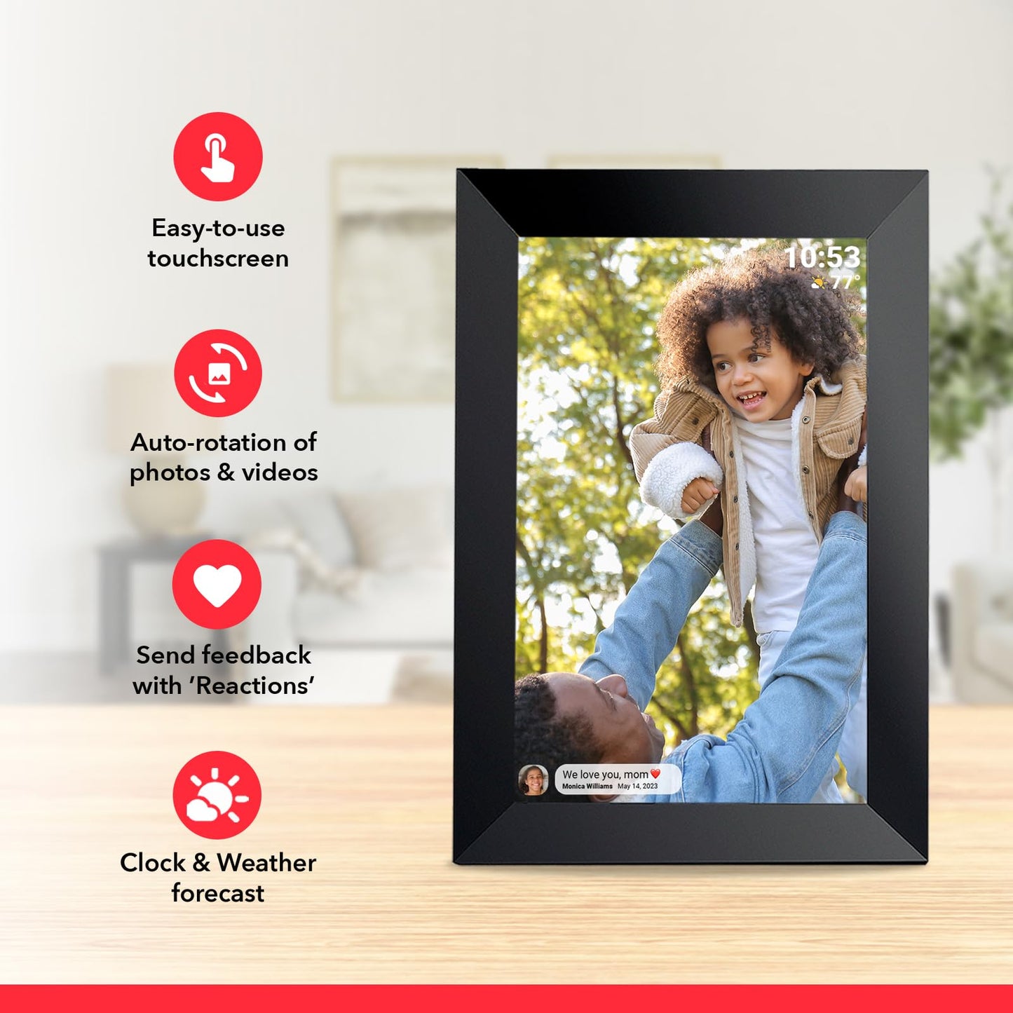 32GB FRAMEO 10.1 Inch Smart WiFi Digital Photo Frame 1280x800 IPS LCD Touch Screen, Auto-Rotate Portrait and Landscape, Built in 32GB Memory, Share Moments Instantly via Frameo App from Anywhere