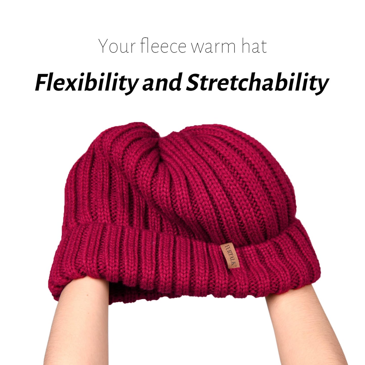 FURTALK Winter Hats for Women Fleece Lined Beanie Knit Chunky Womens Snow Cap