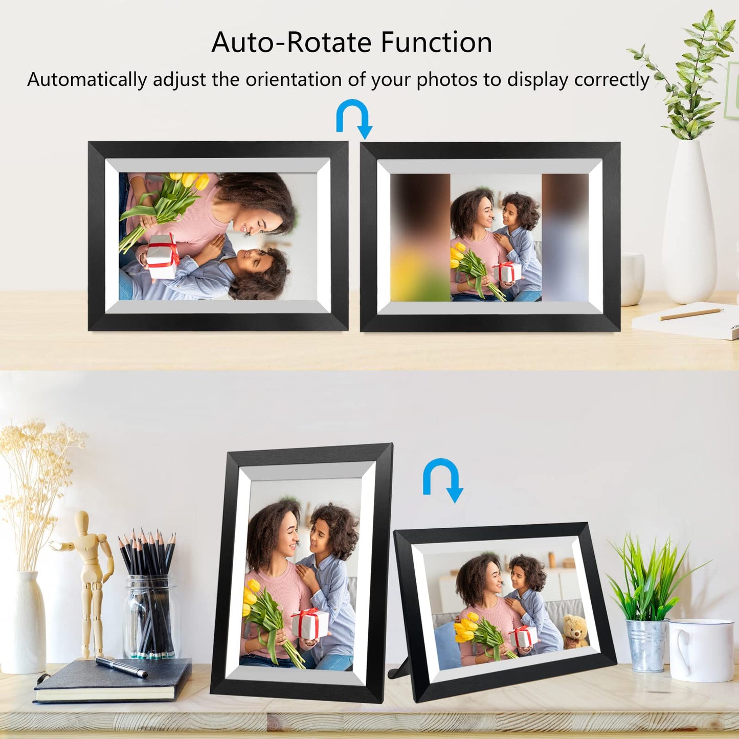 32GB FRAMEO 10.1 Inch Smart WiFi Digital Photo Frame 1280x800 IPS LCD Touch Screen, Auto-Rotate Portrait and Landscape, Built in 32GB Memory, Share Moments Instantly via Frameo App from Anywhere