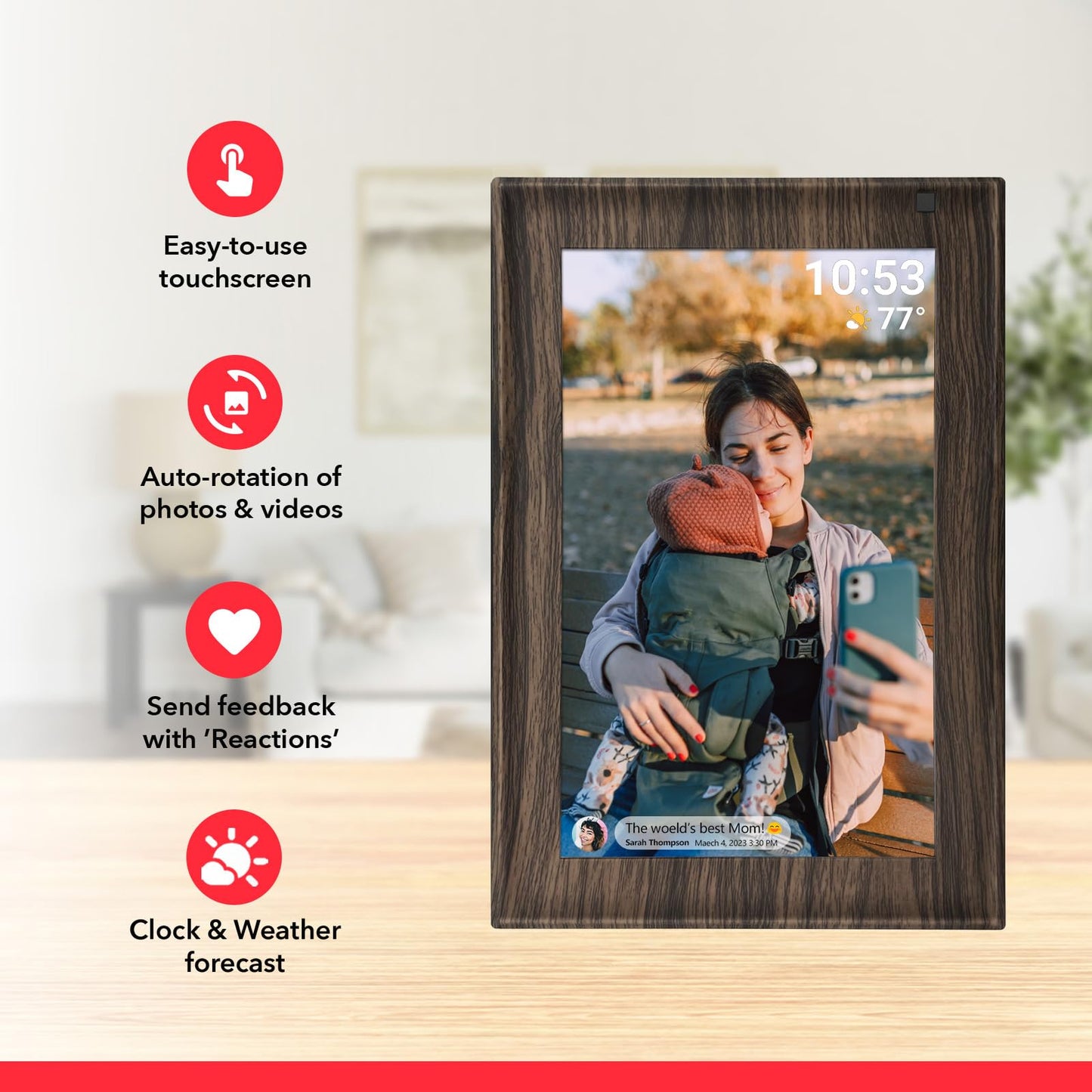 32GB FRAMEO 10.1 Inch Smart WiFi Digital Photo Frame 1280x800 IPS LCD Touch Screen, Auto-Rotate Portrait and Landscape, Built in 32GB Memory, Share Moments Instantly via Frameo App from Anywhere