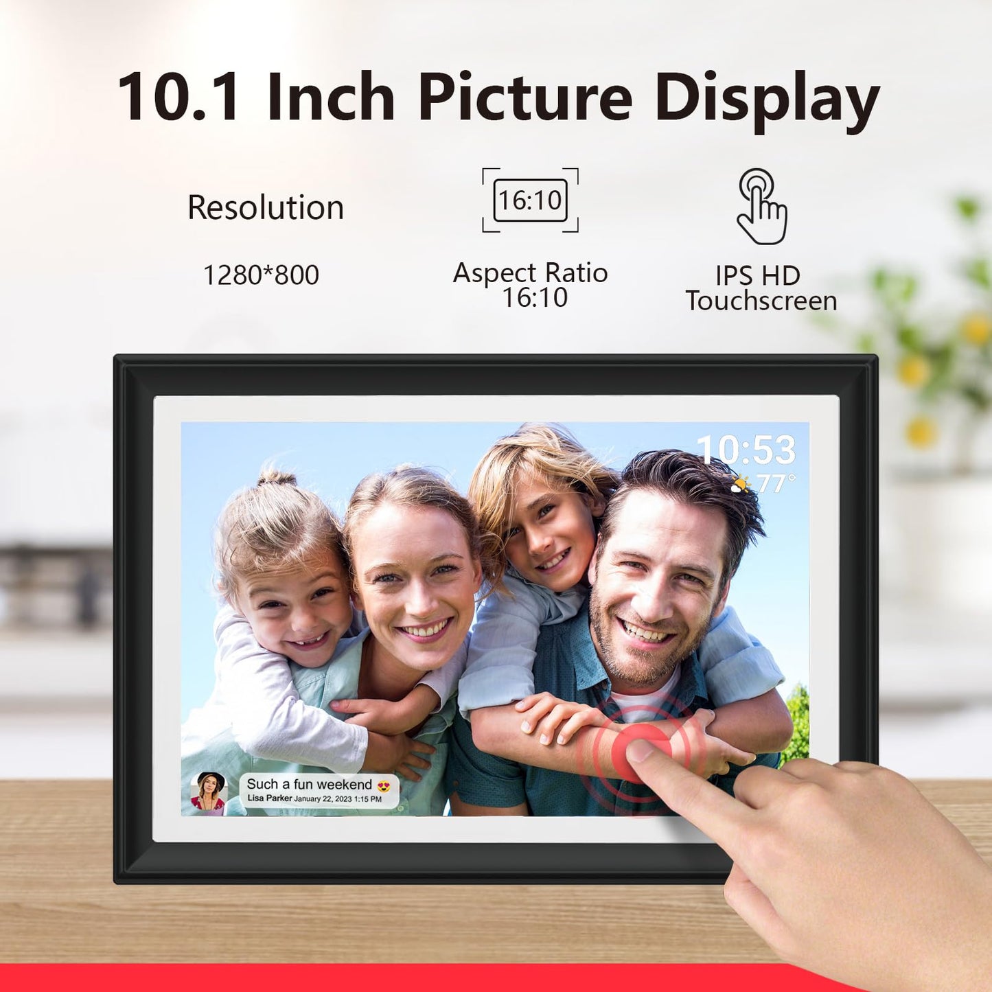 32GB FRAMEO 10.1 Inch Smart WiFi Digital Photo Frame 1280x800 IPS LCD Touch Screen, Auto-Rotate Portrait and Landscape, Built in 32GB Memory, Share Moments Instantly via Frameo App from Anywhere