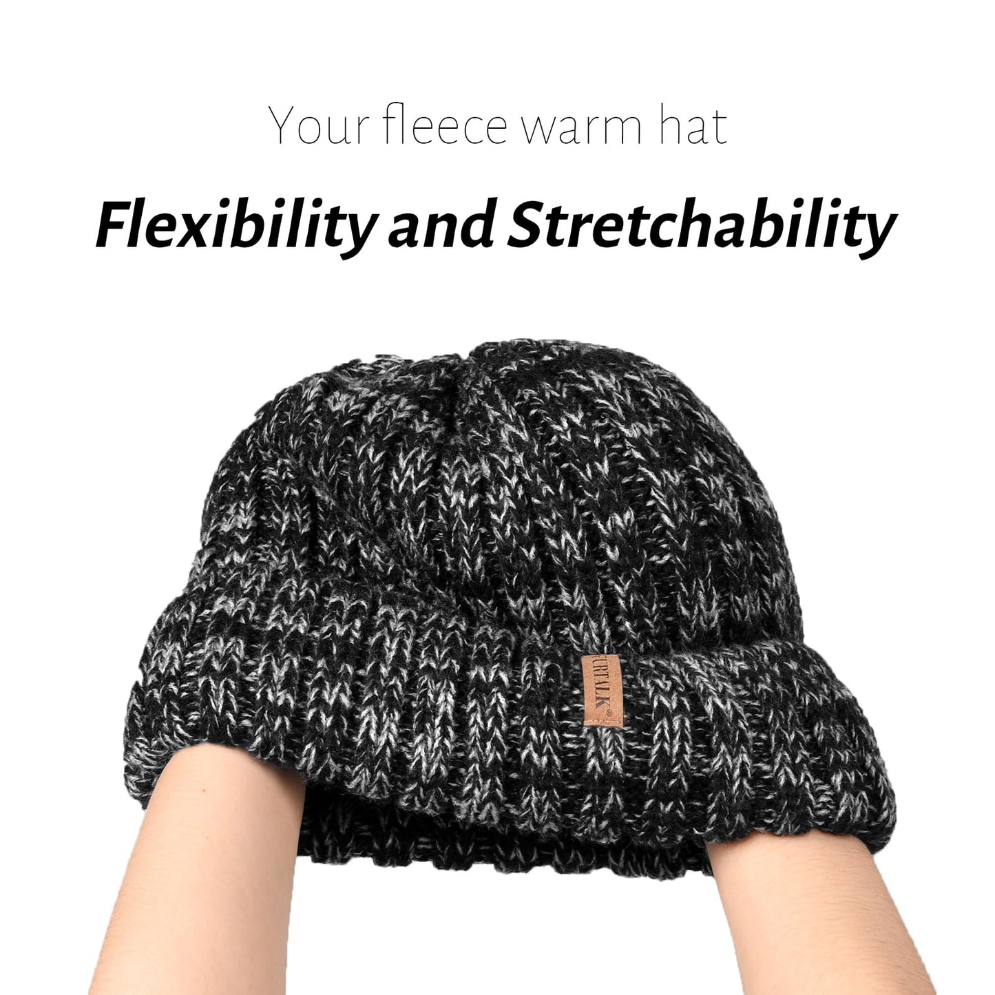 FURTALK Winter Hats for Women Fleece Lined Beanie Knit Chunky Womens Snow Cap