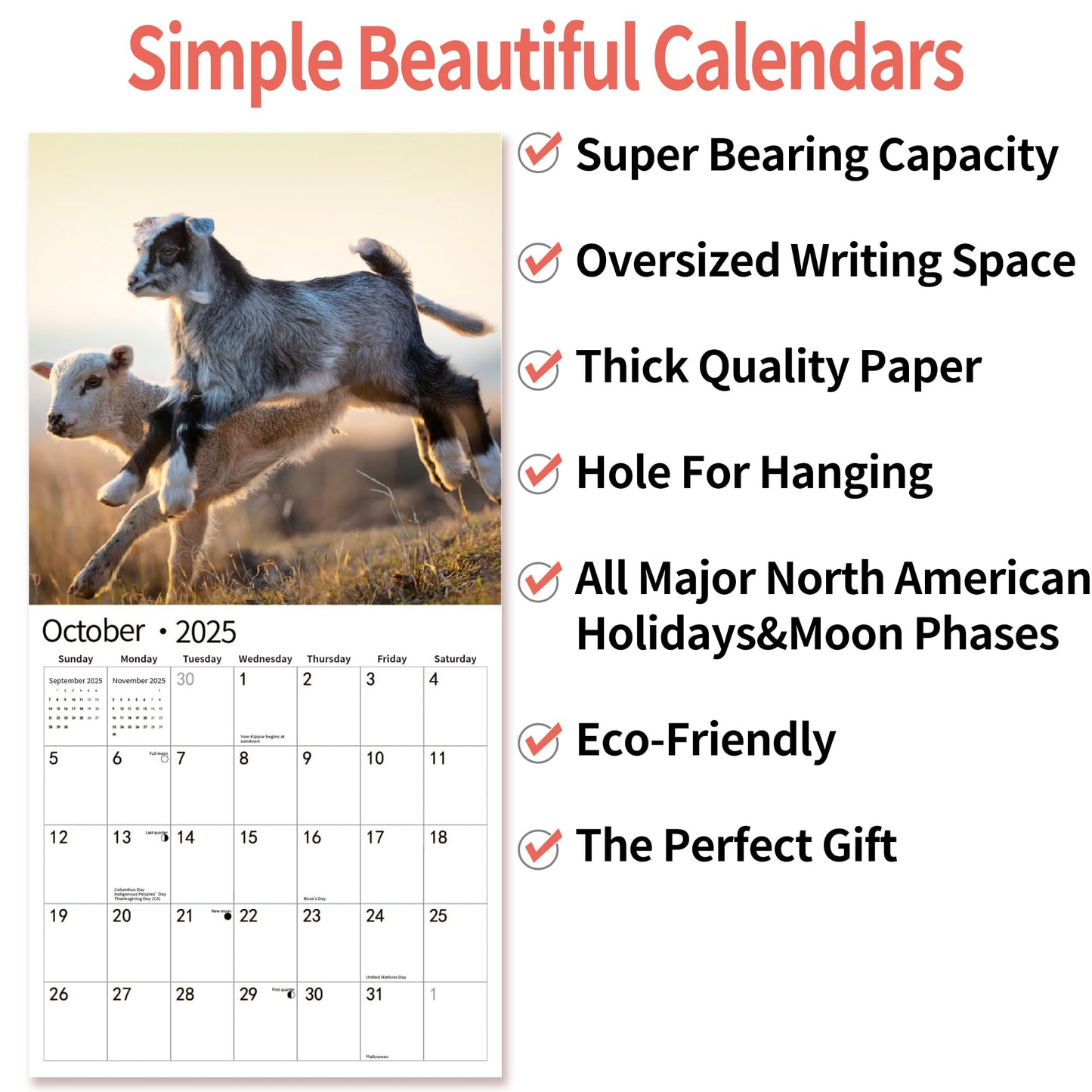 2025 Wall Calendar,Calendar 2025, November 2024 - December 2025, Wall Calendar BEACHES, 12" x 24" Opened,Full Page Months Thick & Sturdy Paper for Calendar Organizing & Planning